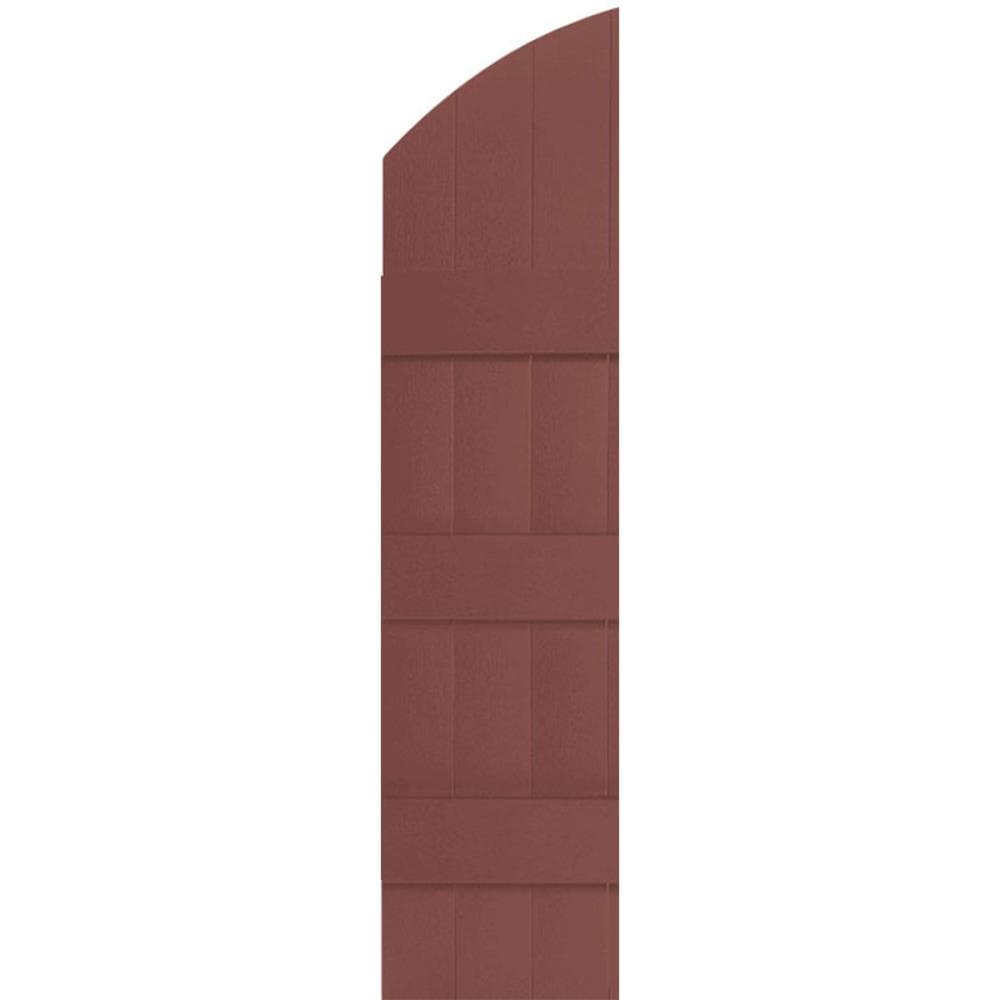 Ekena Millwork LJ6S14X05700RD Lifetime Quickship Four Board Joined with Archtop 14-in W x 57-in H Burgundy Red Farmhouse Exterior Shutters (2-Pack)