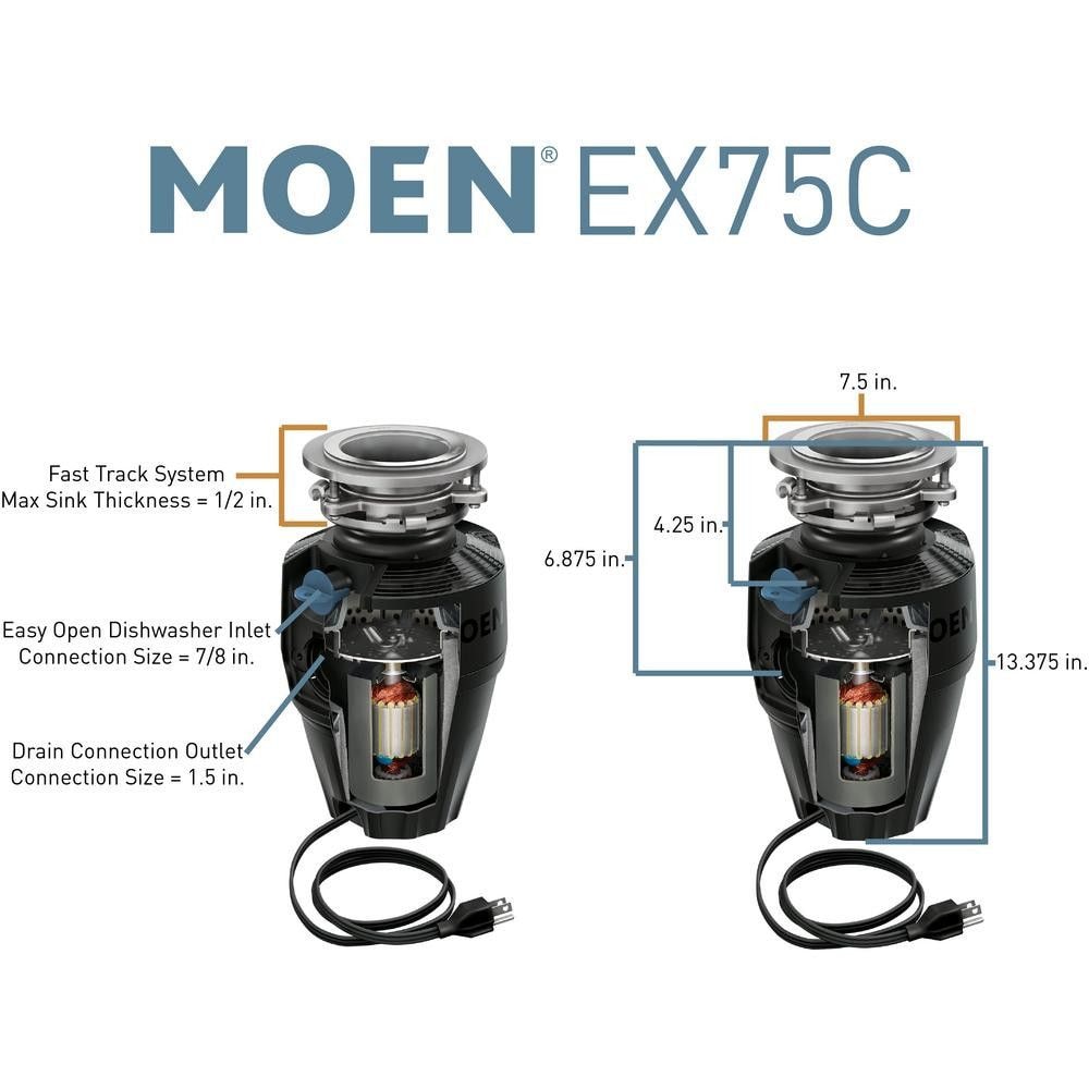 Moen Host Corded 3/4-HP Continuous Feed Noise Insulation Garbage Disposal  in the Garbage Disposals department at