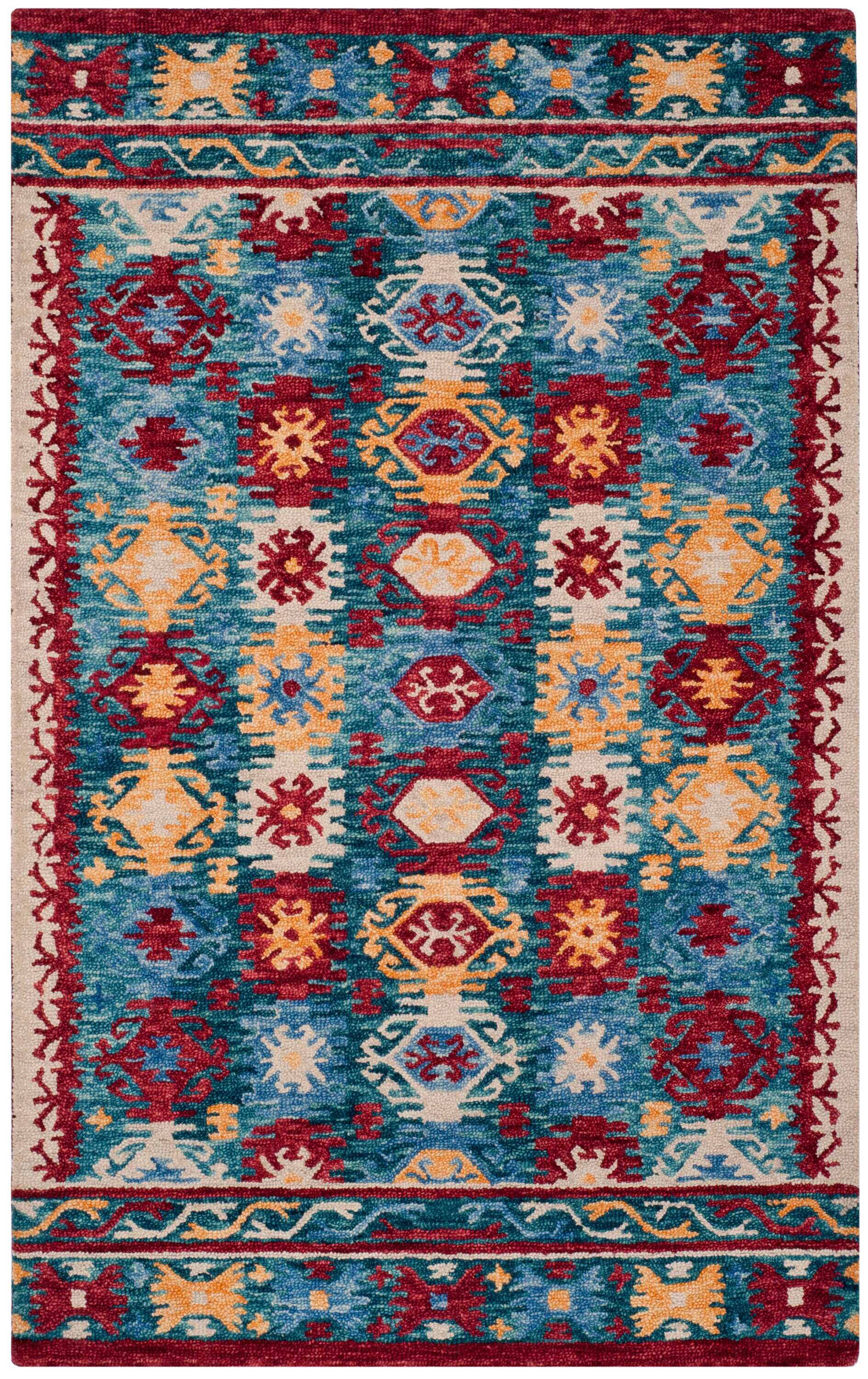 Handmade Aspen Blue Geometric Wool Area Rug - 59"x84"
