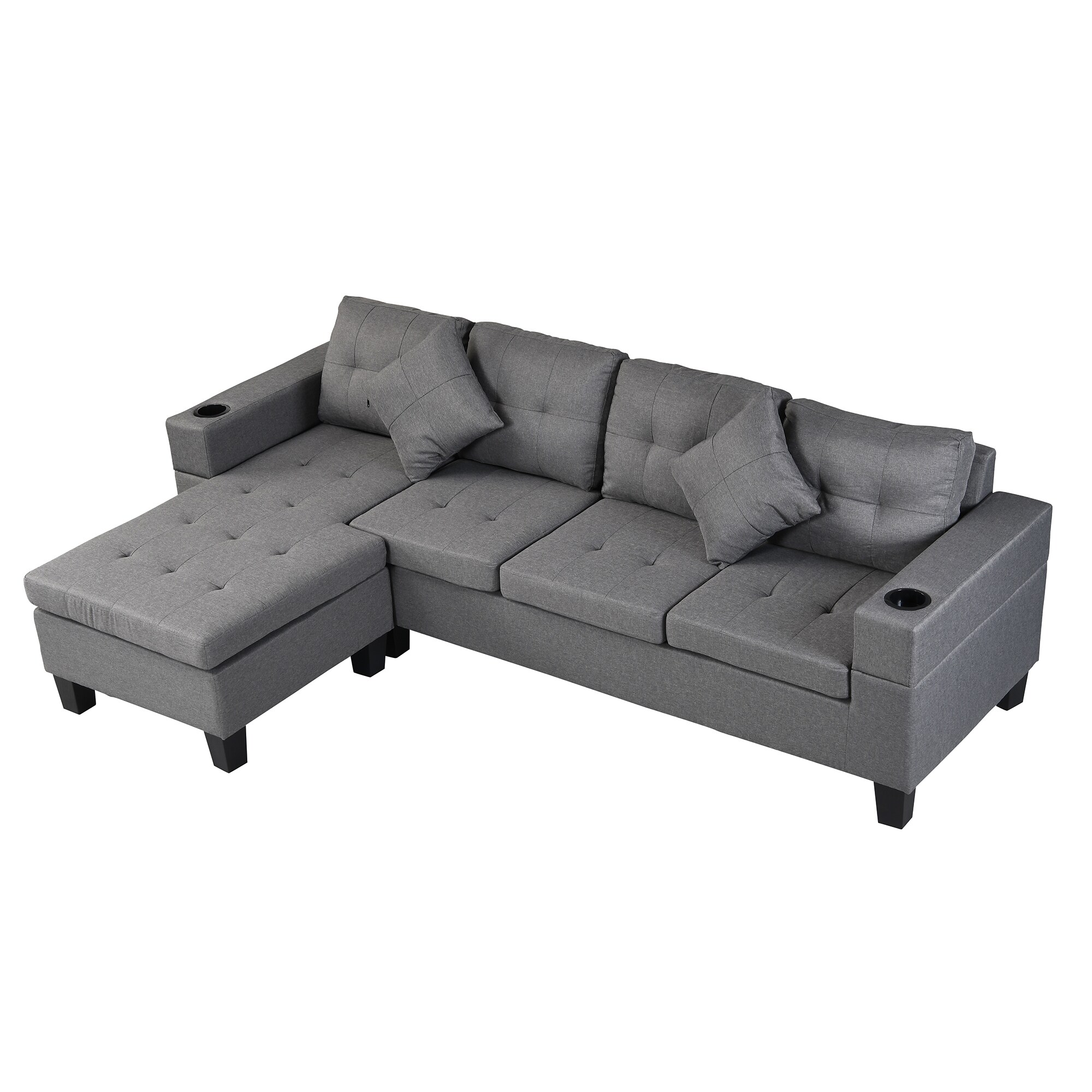 Sumyeg 58.27-in Modern Gray Linen 3-seater Sofa HC-W311S00008 at Lowes.com