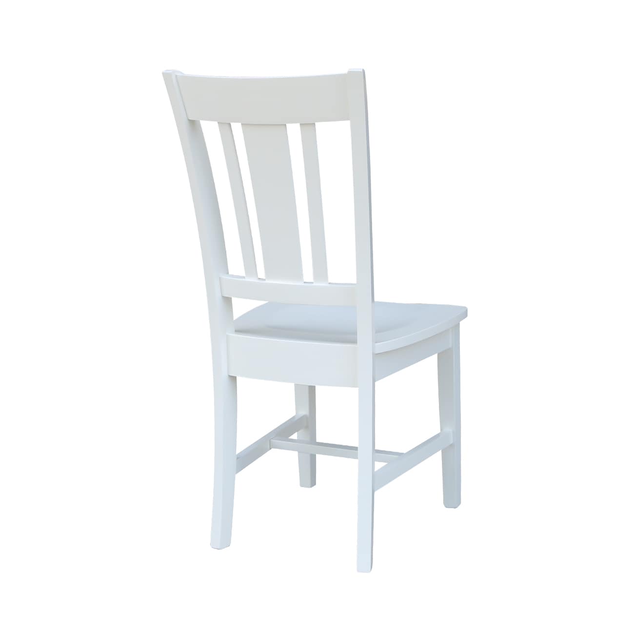 White High Back Solid Wood Slat Dining Chair Set