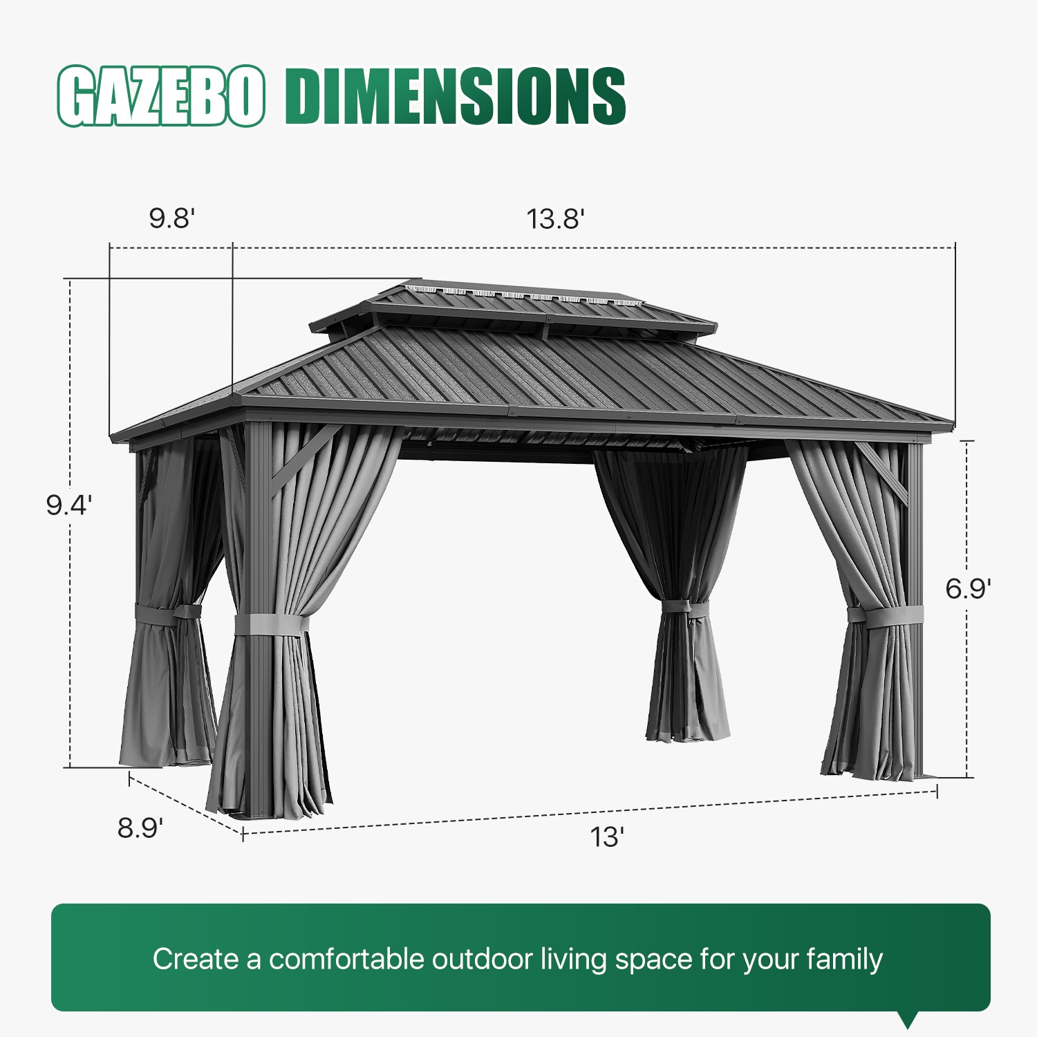 AOXUN ZZ-GB-141003G Wood-Resin-Gazebos - View #4