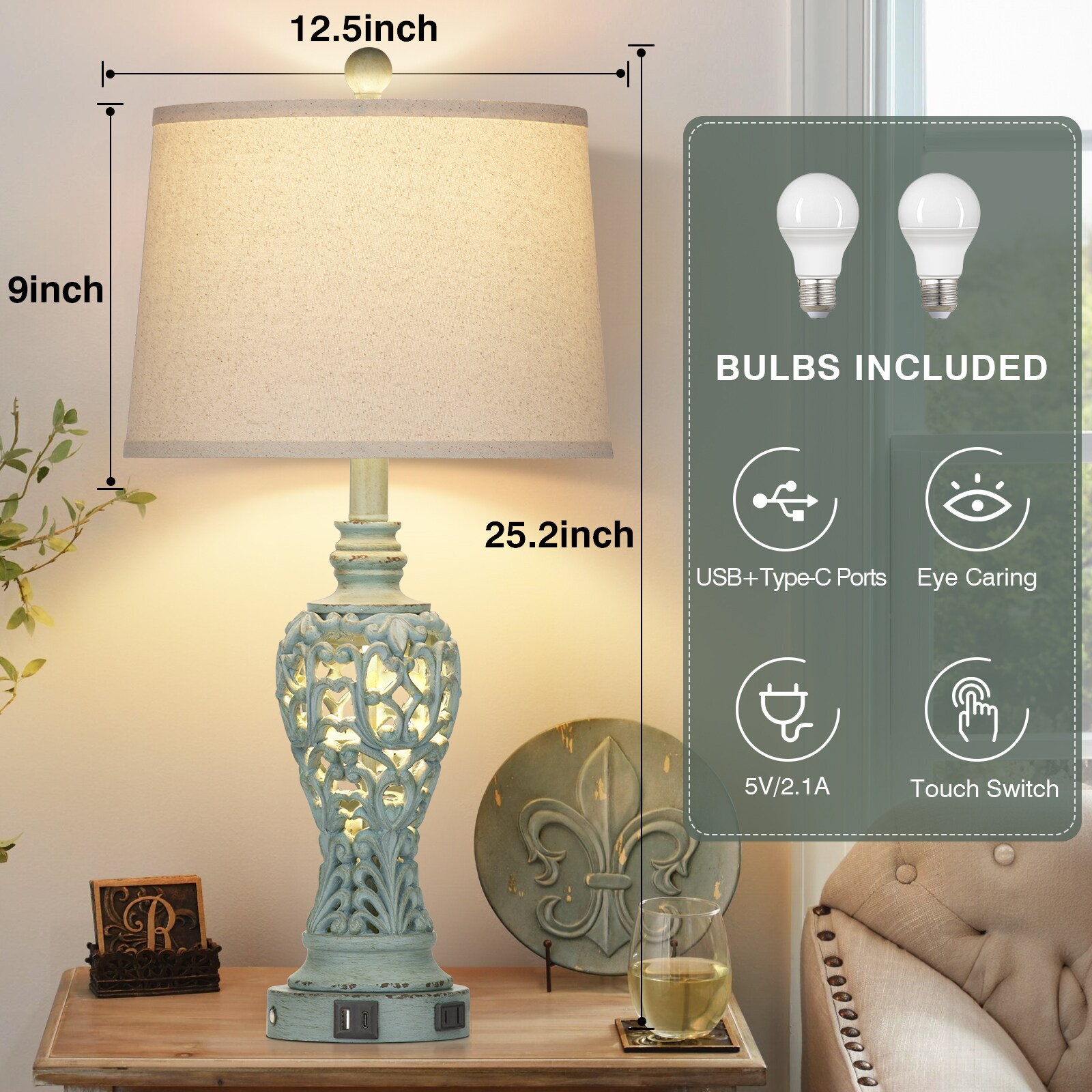 UrFurnishings TD-303 Table-Lamps - View #4