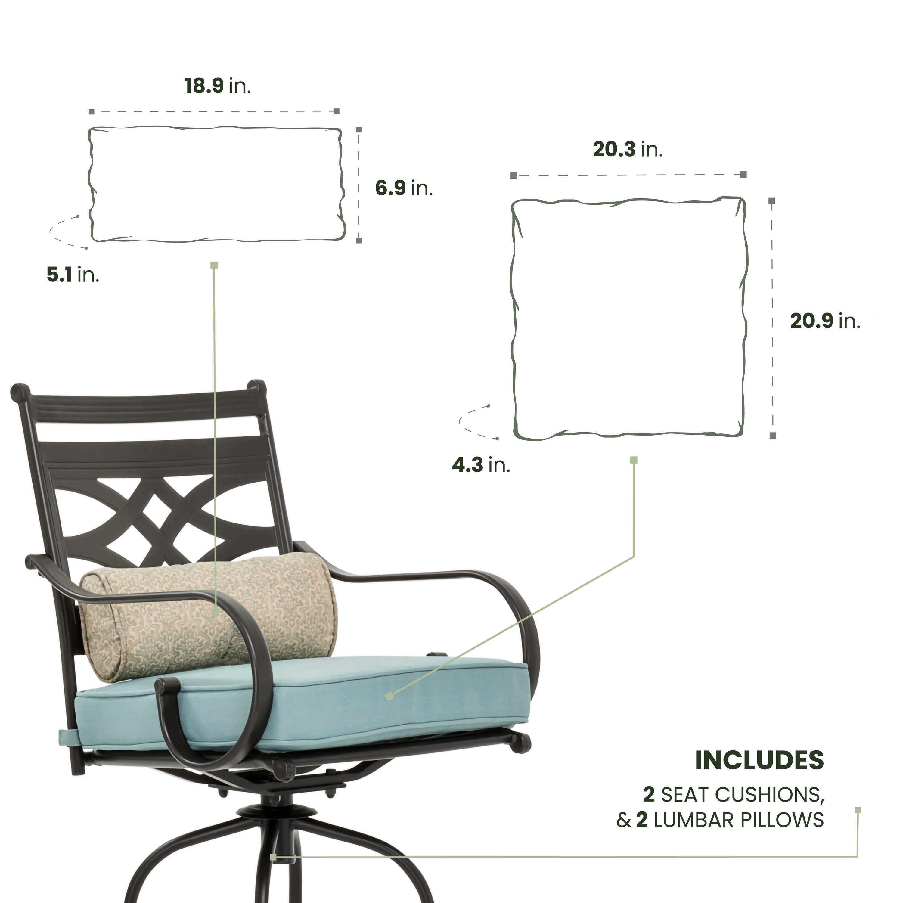 Hanover MCLR2PCBRCUSH-BLU Patio-Furniture-Cushions - View #3