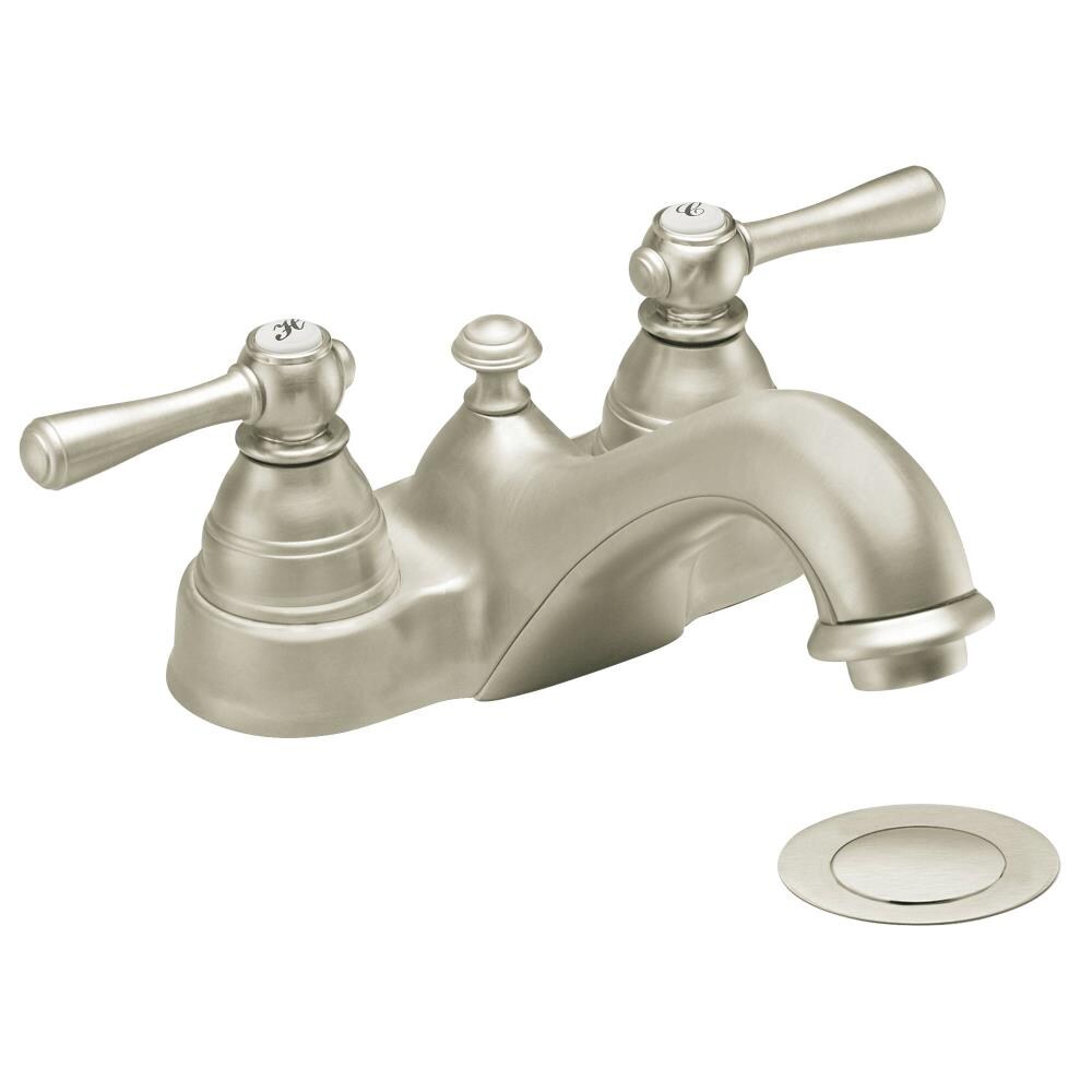 New Moen T6103AN Kingsley Two-Handle Low Arc Bathroom Faucet Antique Nickel 