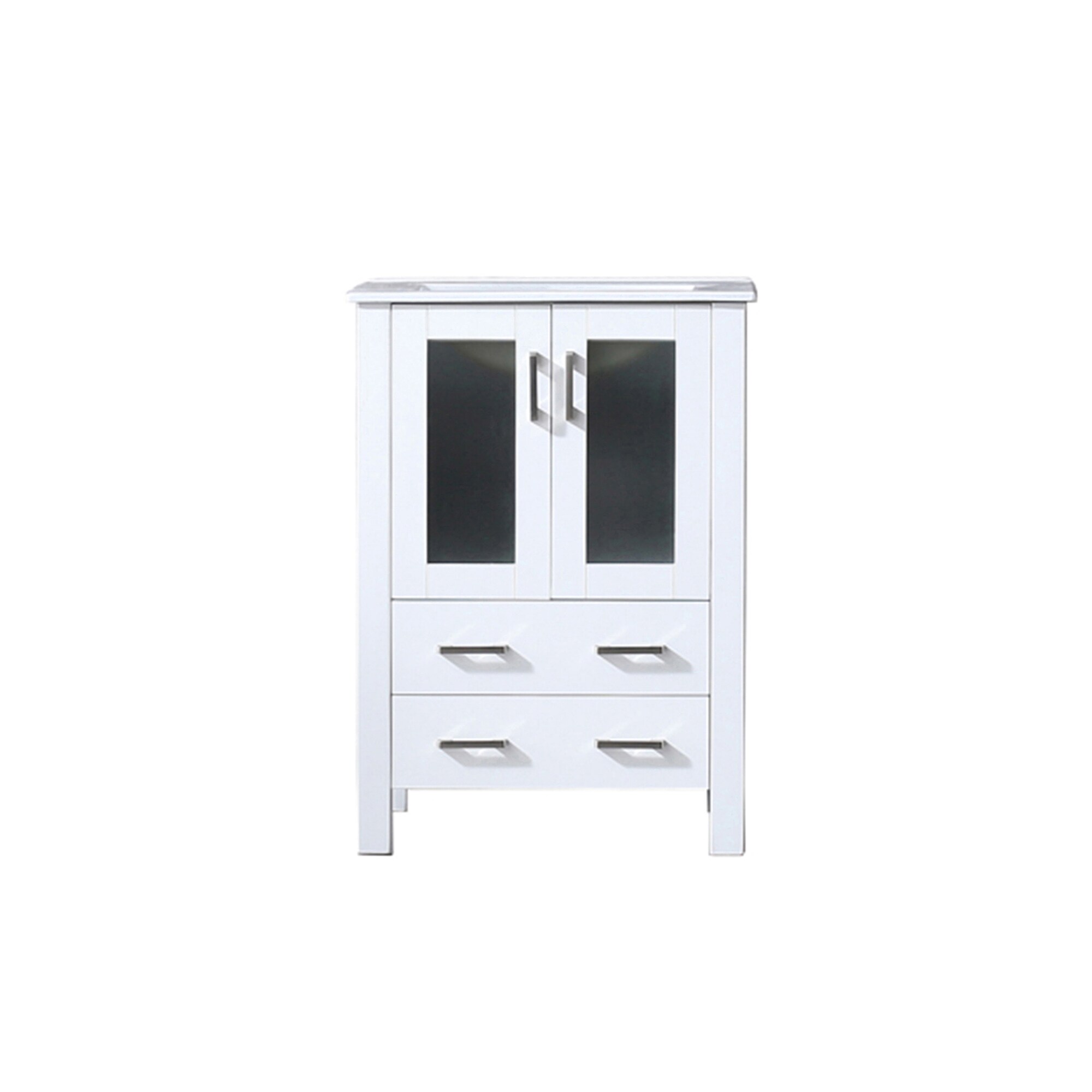 Lexora LV341824SAES000 Volez 24-in White Single sink Bathroom Vanity with White Ceramic Top
