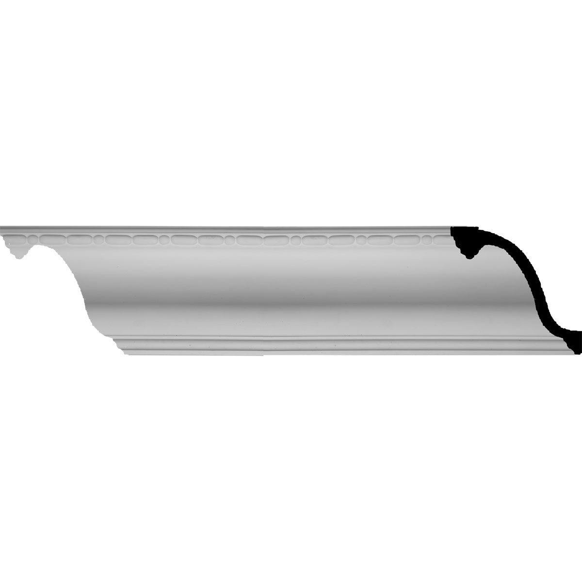 Ekena Millwork MLD08X07X11MD-CASE-8 Medea Beaded 11-1/4-in x 7-ft 10-1/2-in Primed Urethane Crown Moulding 8 -Pack