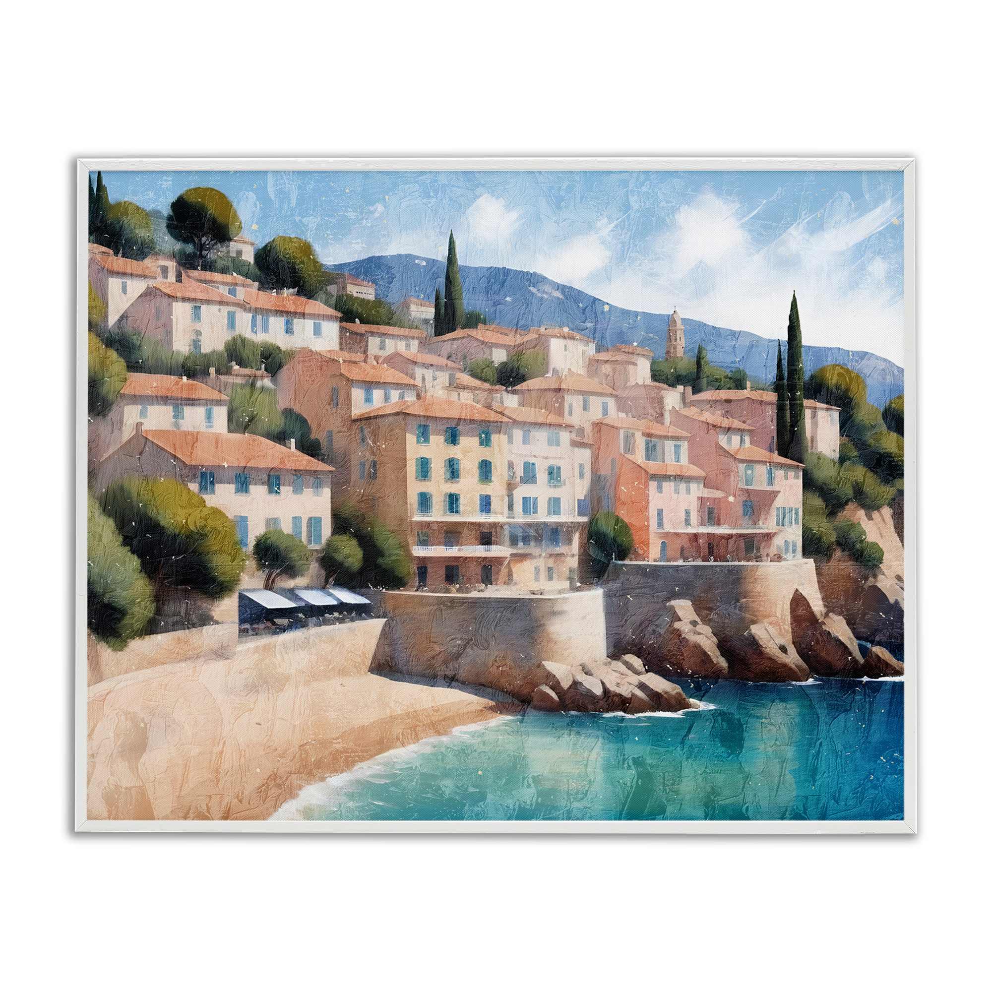 Stupell Industries BS-003-WFR-11X14 Charming Coastal Architecture White Framed Giclee Art By Kim Allen 14 x 11