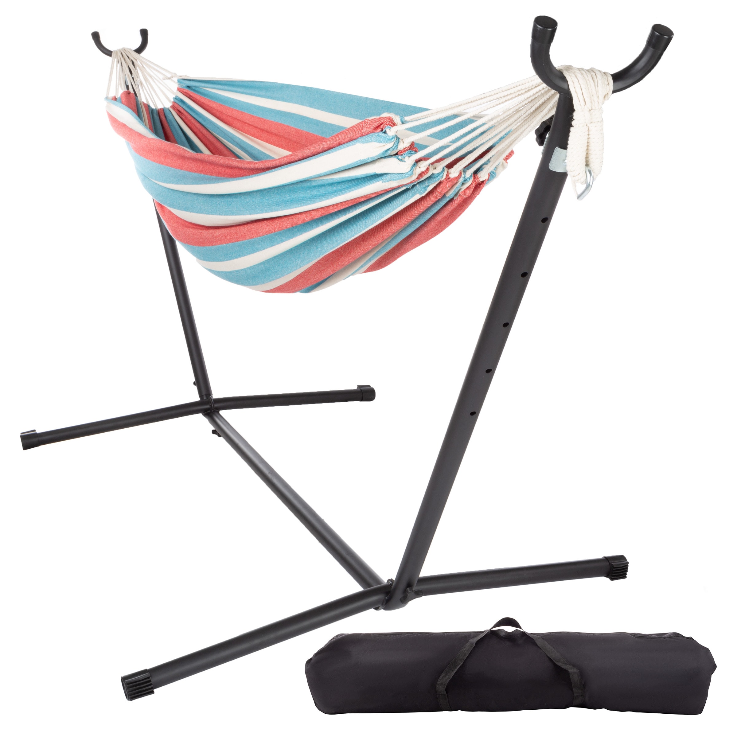 Pure Garden 50-LG1178-HVY Red and Blue Fabric Hammock with Stand