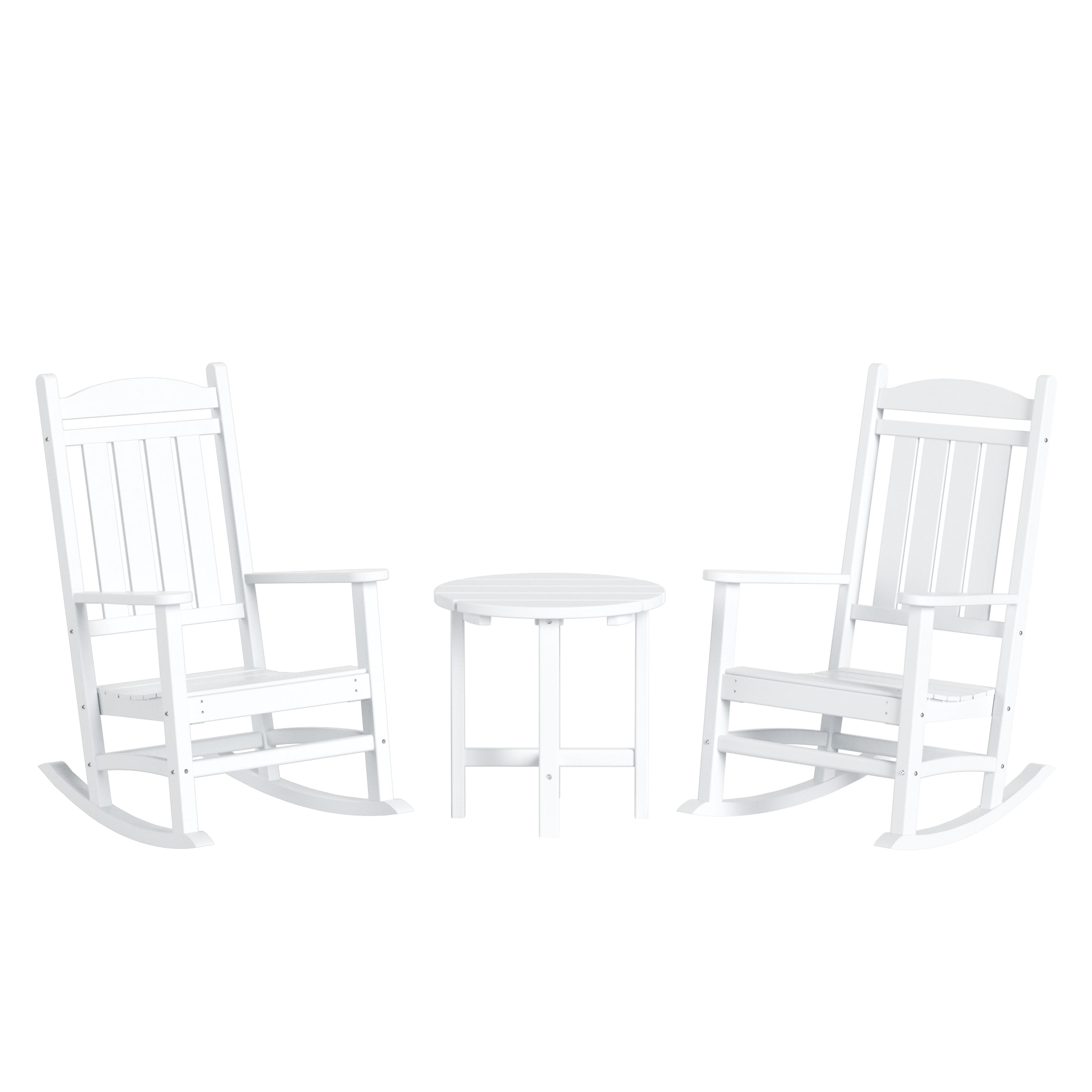 Westin Furniture OP5001-WH3 Laguna Set of 2 White HDPE Frame Rocking Chair with Slat Seat
