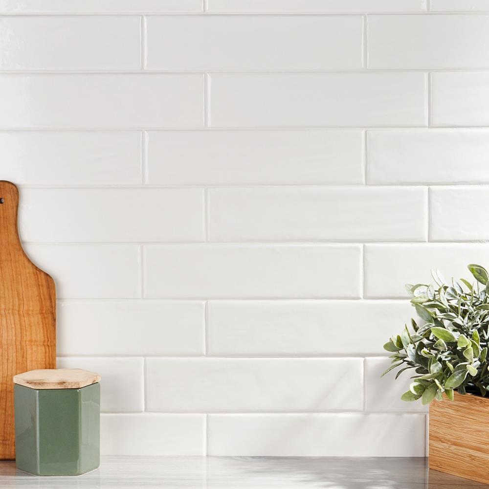 Artmore Tile Dice White 2-in x 10-in Polished Ceramic Subway Wall Tile ...