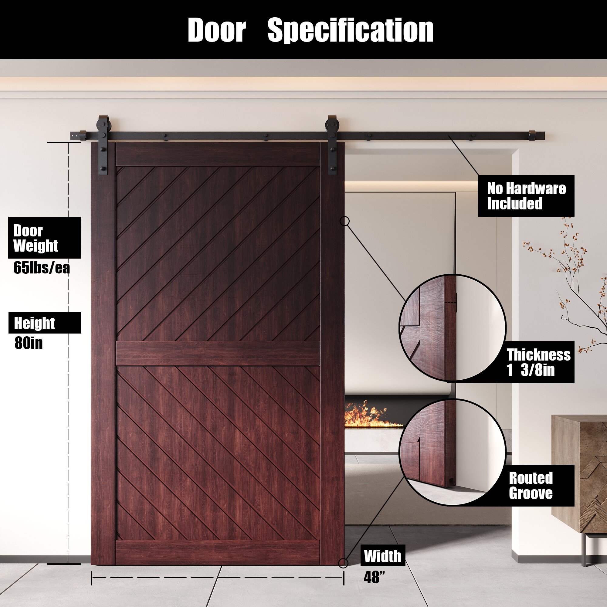 HOMACER XT3-4880-RD Barn-Doors - View #2