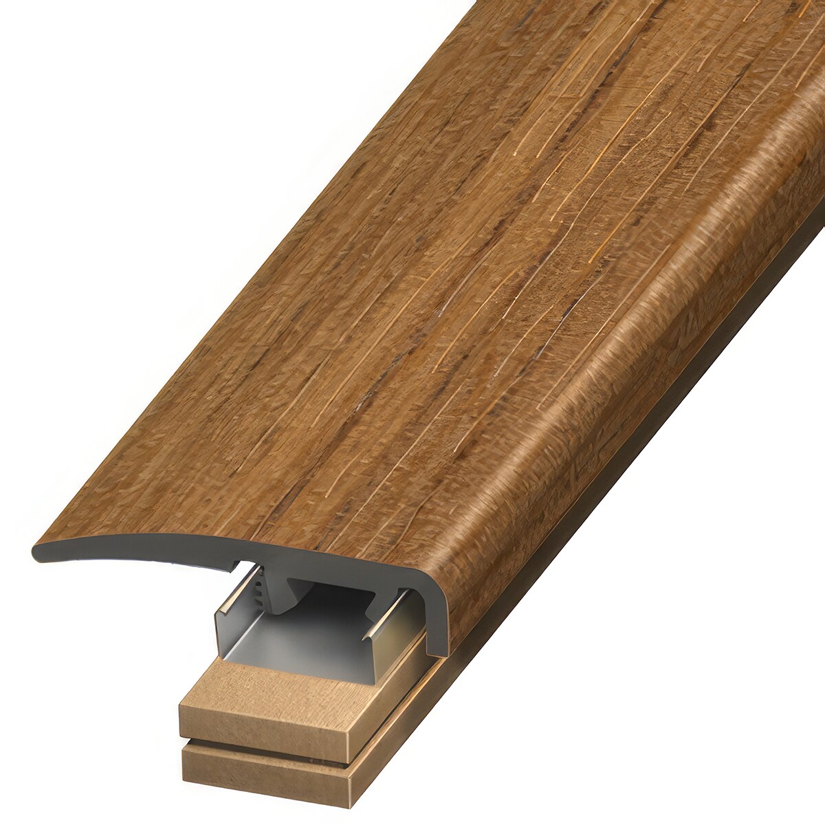 Versatrim SCAP-106766 Woods TimberCore Lucida-Woods TimberCore-Timberwolf 0.3125-in T x 1.375-in W x 94-in L PVC End cap