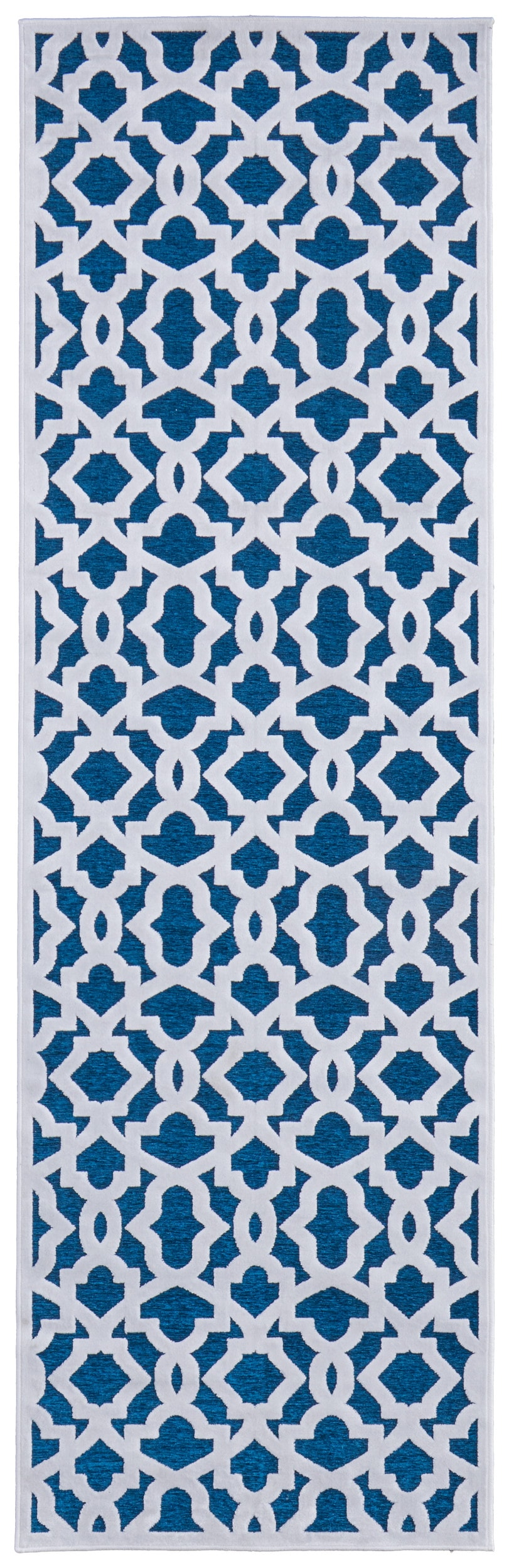 Room Envy 680R3495TELWHTI6A 2 x 8 (ft) Loomed Rayon Blue/Green/White Rectangular Indoor Geometric Runner rug