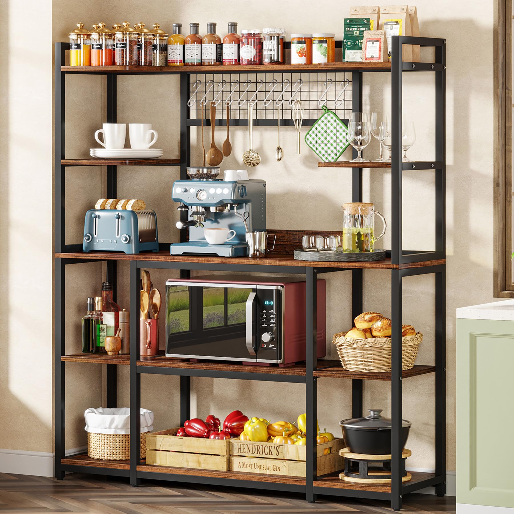 Tribesigns HOGA-JW0107 Brown Metal Base with Wood Kitchen Island ( 13.78-in x 55.12-in x 66.93-in )