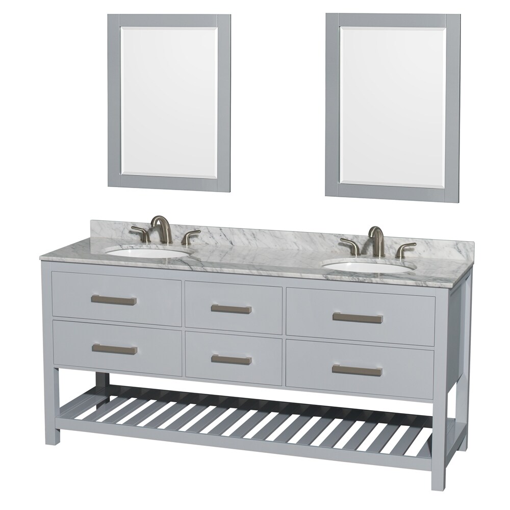 Wyndham Collection Natalie 72 In Gray Undermount Double Sink Bathroom Vanity With White Carrera