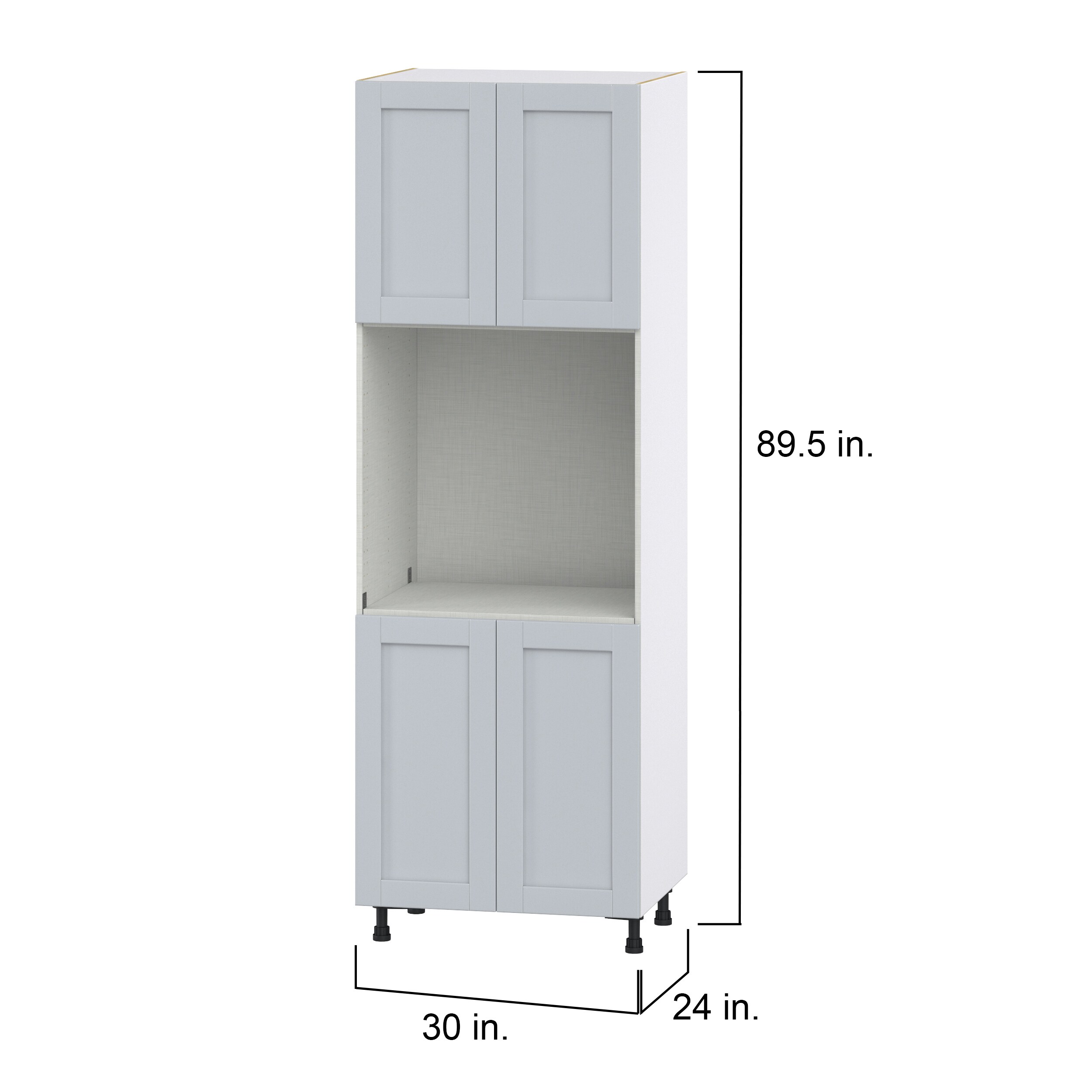 Hugo&Borg Charlesberg 30-in W x 89.5-in H x 24-in D Gray Single Oven Base Fully Assembled Cabinet (Flat Panel Shaker Style)