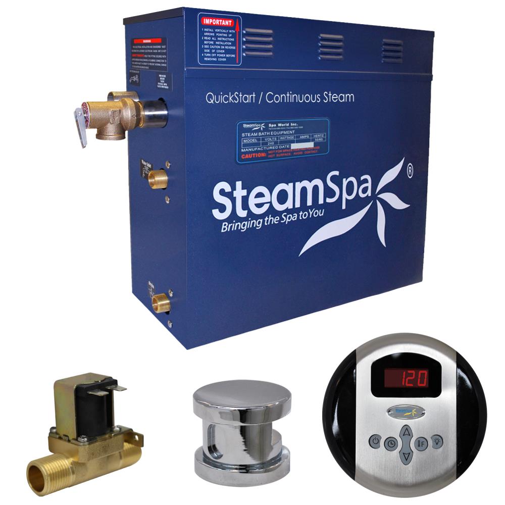 SteamSpa OA600CH-A Oasis 6 Kw Quickstart Acu-steam Bath Generator Package with Built-In Auto Drain In Polished Chrome