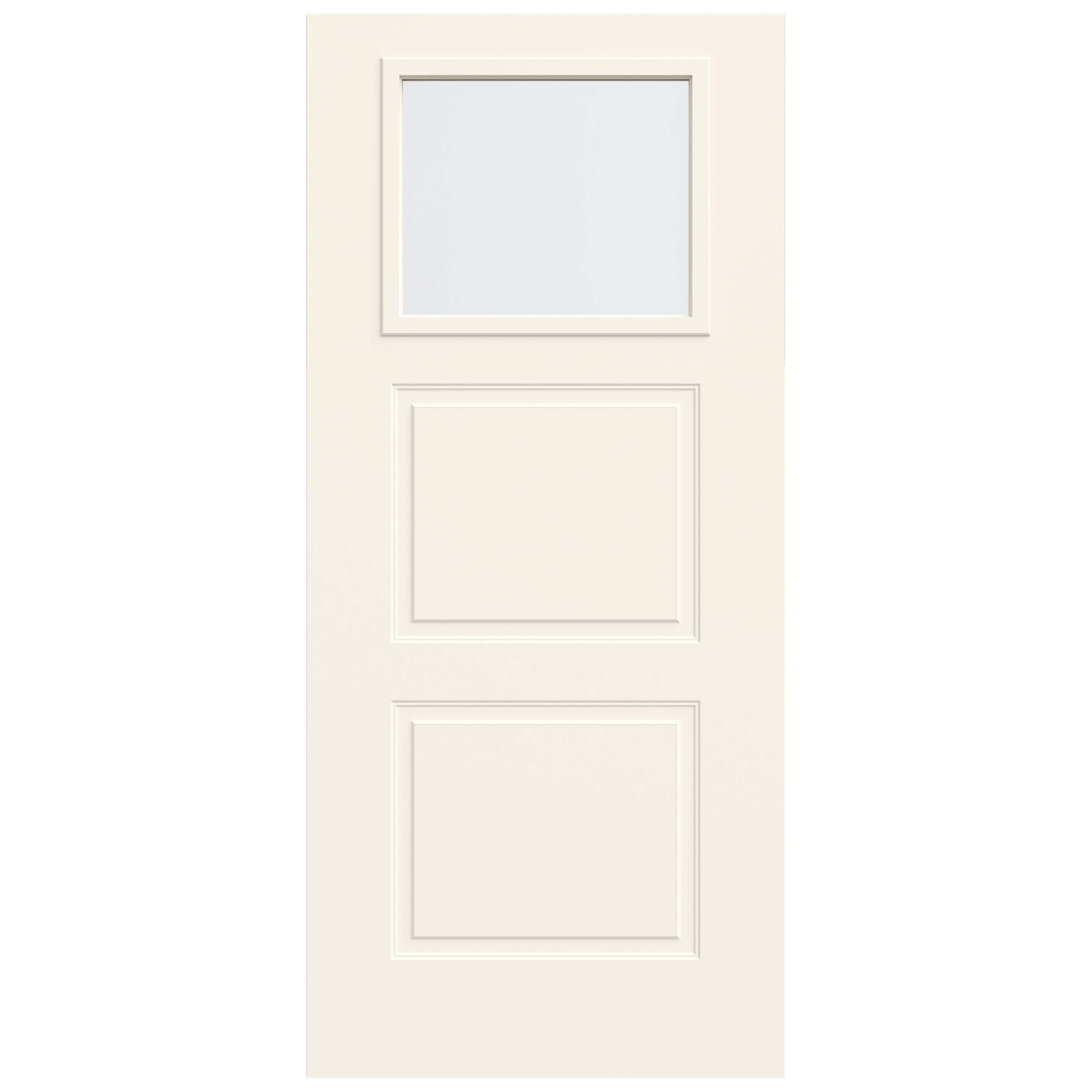 36-in x 80-in Steel 1/4 Lite Universal Reversible White Painted Slab Door Single Front Door Insulating Core | - JELD-WEN LOWOLJW250000026