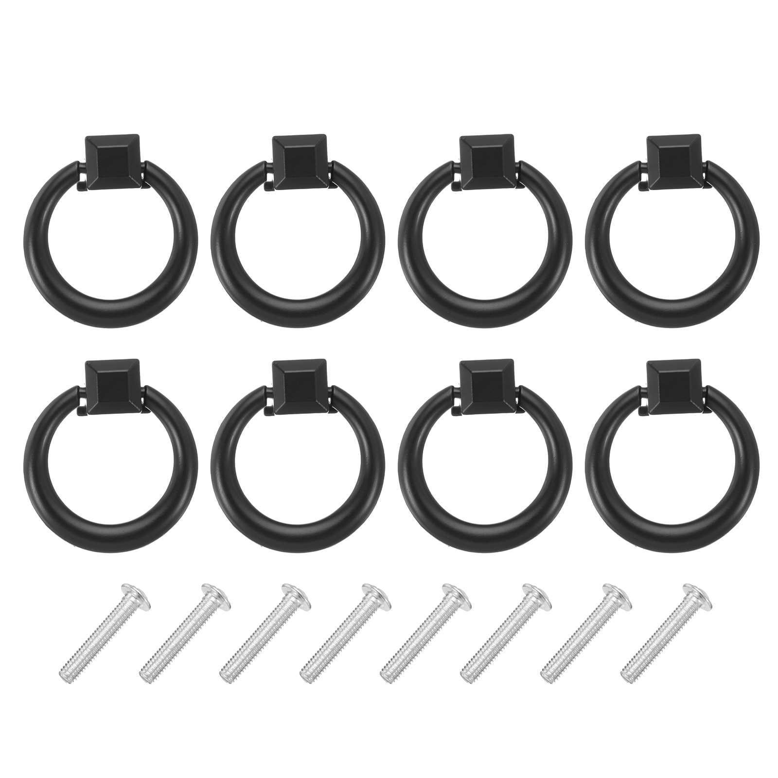 Unique Bargains 8 Sets Modern Drawer Pull Handles Drop Ring Knobs Dresser  Handles with Screws Zinc Alloy for Dresser Drawer Furniture Closet Cupboard  Black in the Cabinet Knobs department at Lowes.com