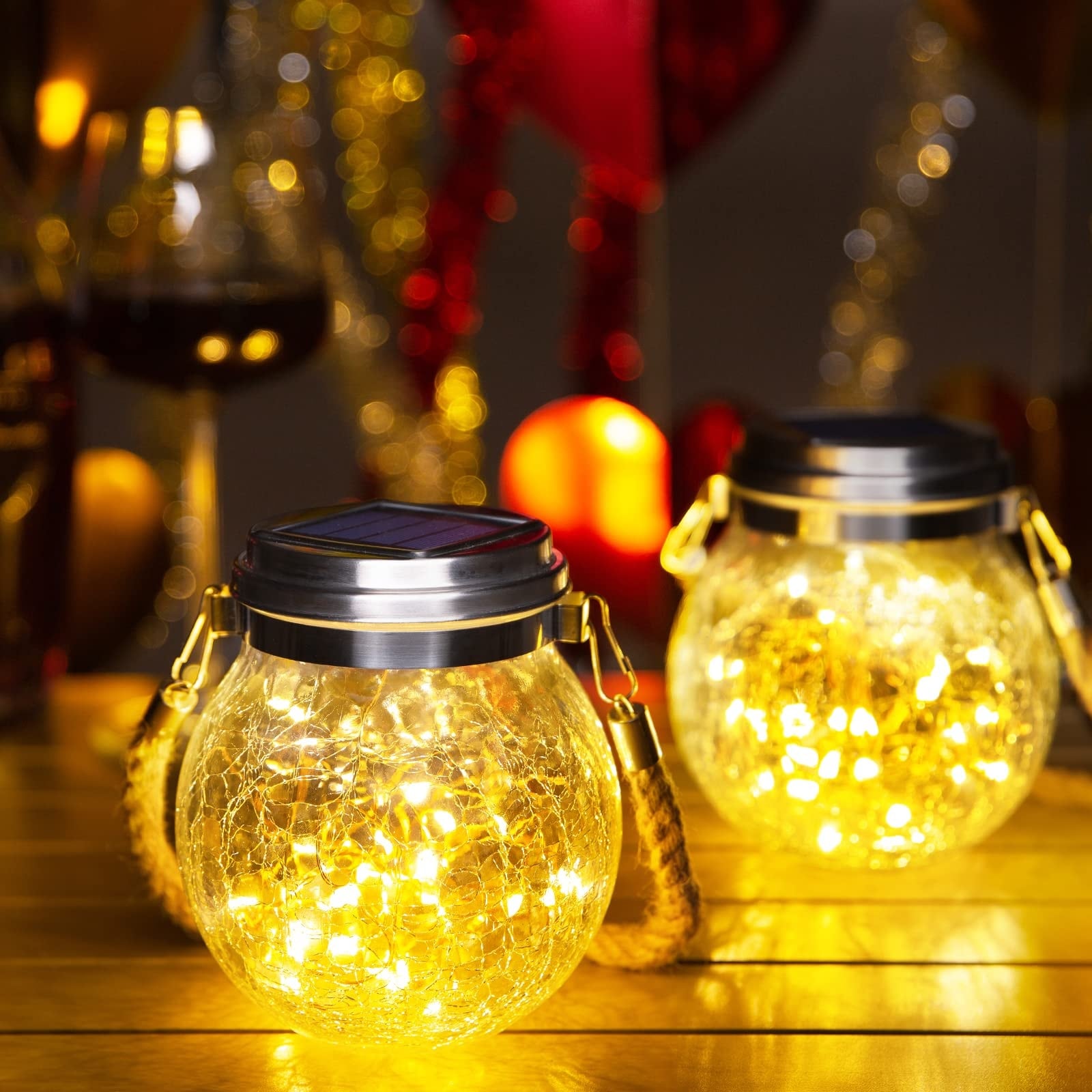 Oyezvary  4 pack Solar Lanterns Outdoor Waterproof 30 LED Hanging Garden Decorative Lights for Patio Trees Pathway Yard Backyard Solar Powered