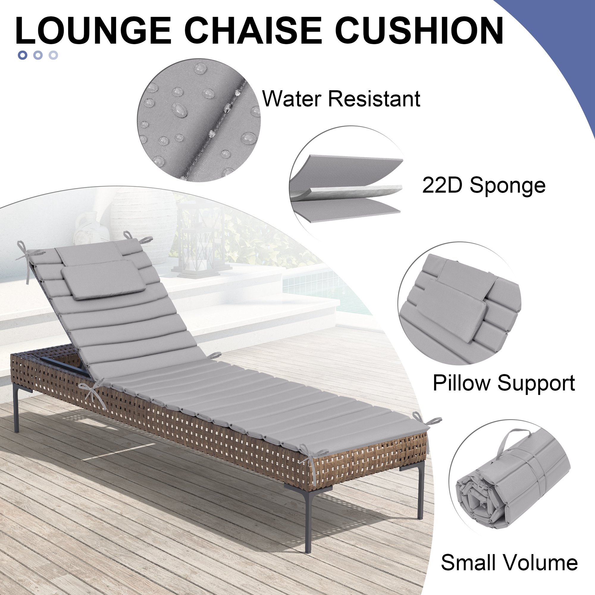 CloudFly CL-CU003LGY80-2 Patio-Furniture-Cushions - View #5