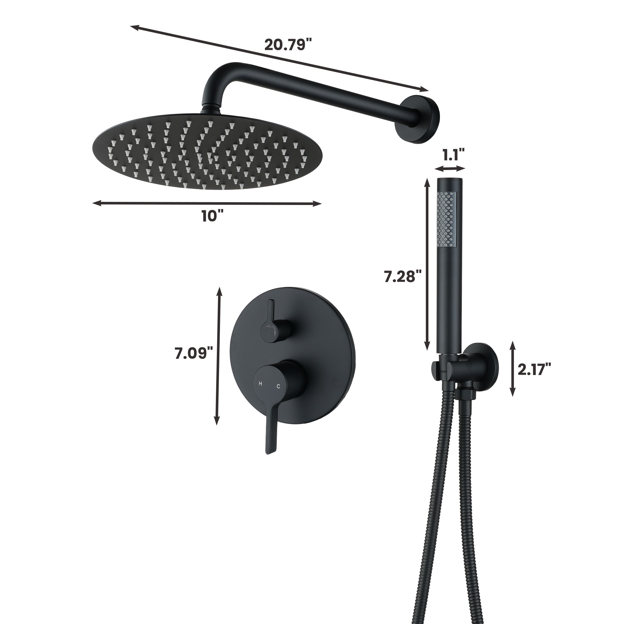 Mondawe AM-S133A2C-10MB Showerhead-Bar-Panels - View #10