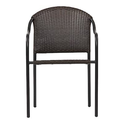 Dining Woven Patio Chairs At Com, Garden Treasures Davenport Black Stackable Metal Stationary Dining Chair