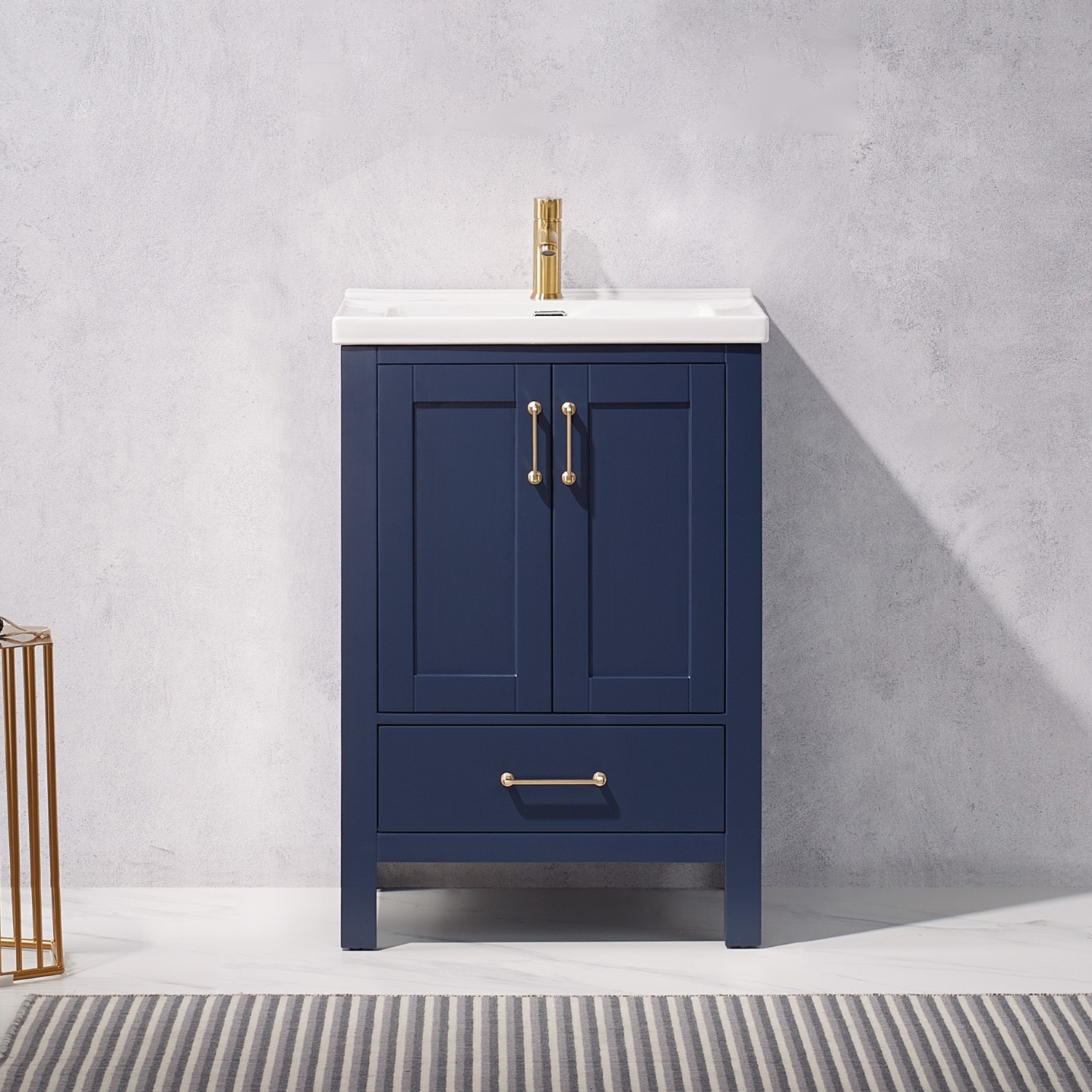 Vinnova 723024-RB-WH-NM Gela 24-in Royal Blue Single sink Bathroom Vanity with White Ceramic Top