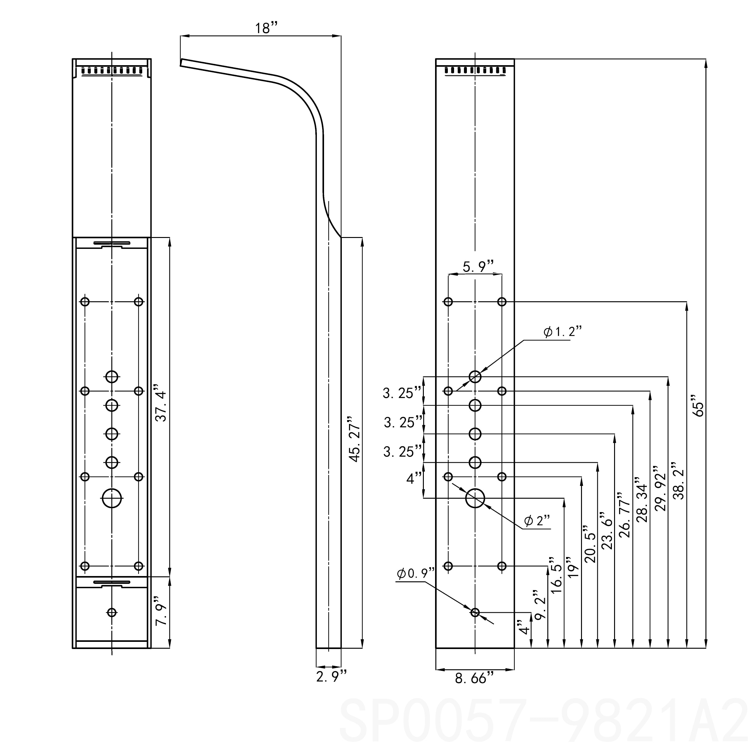 AKDY SP0057 Showerhead-Bar-Panels - View #12