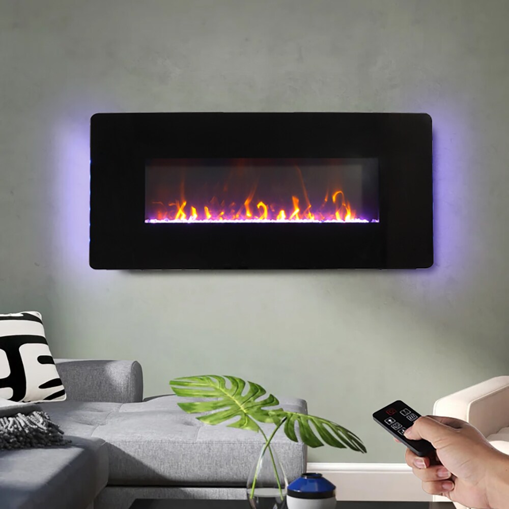 Kahomvis SUNS-QPW1-7823 35.98-Inches W Antique Black Wall mount LED Tabletop Electric Fireplace with Remote Control Included