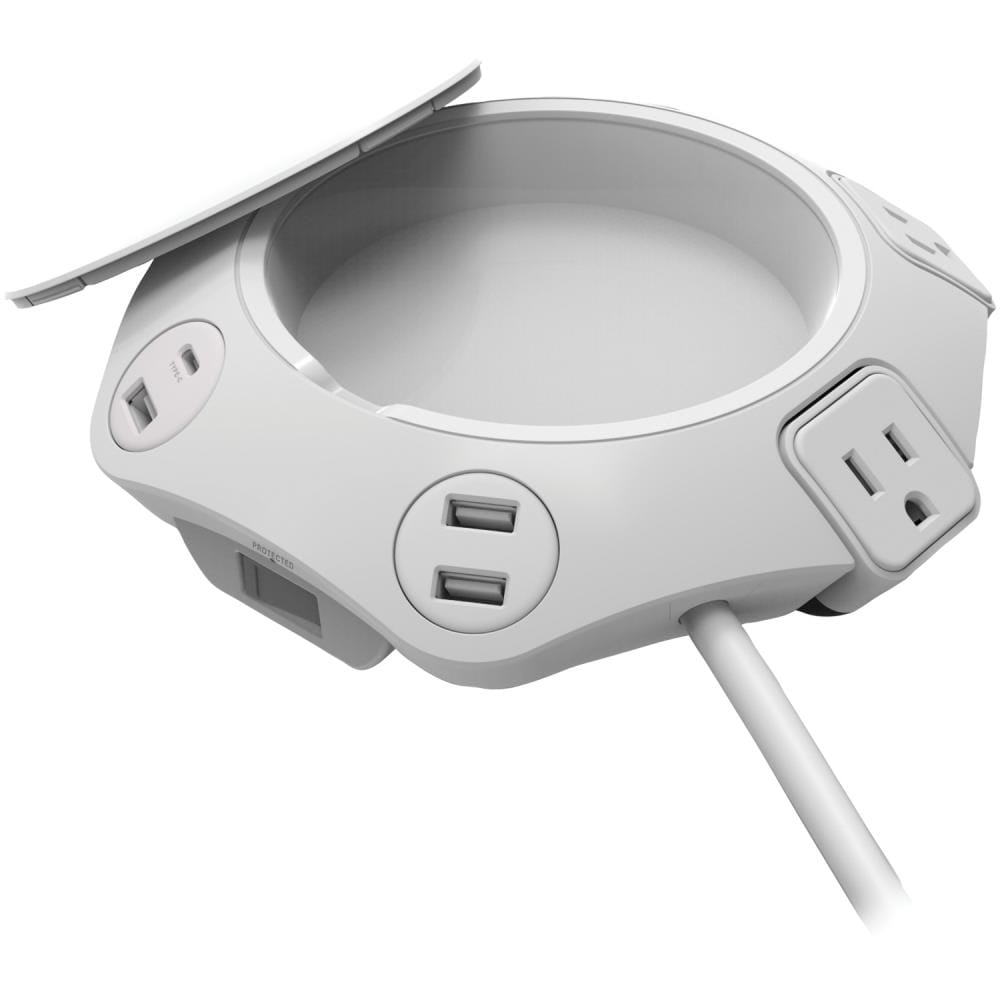 Accell D080B-042F 8-ft 4 -Outlet 4 -USB Ports Indoor White Power Strip