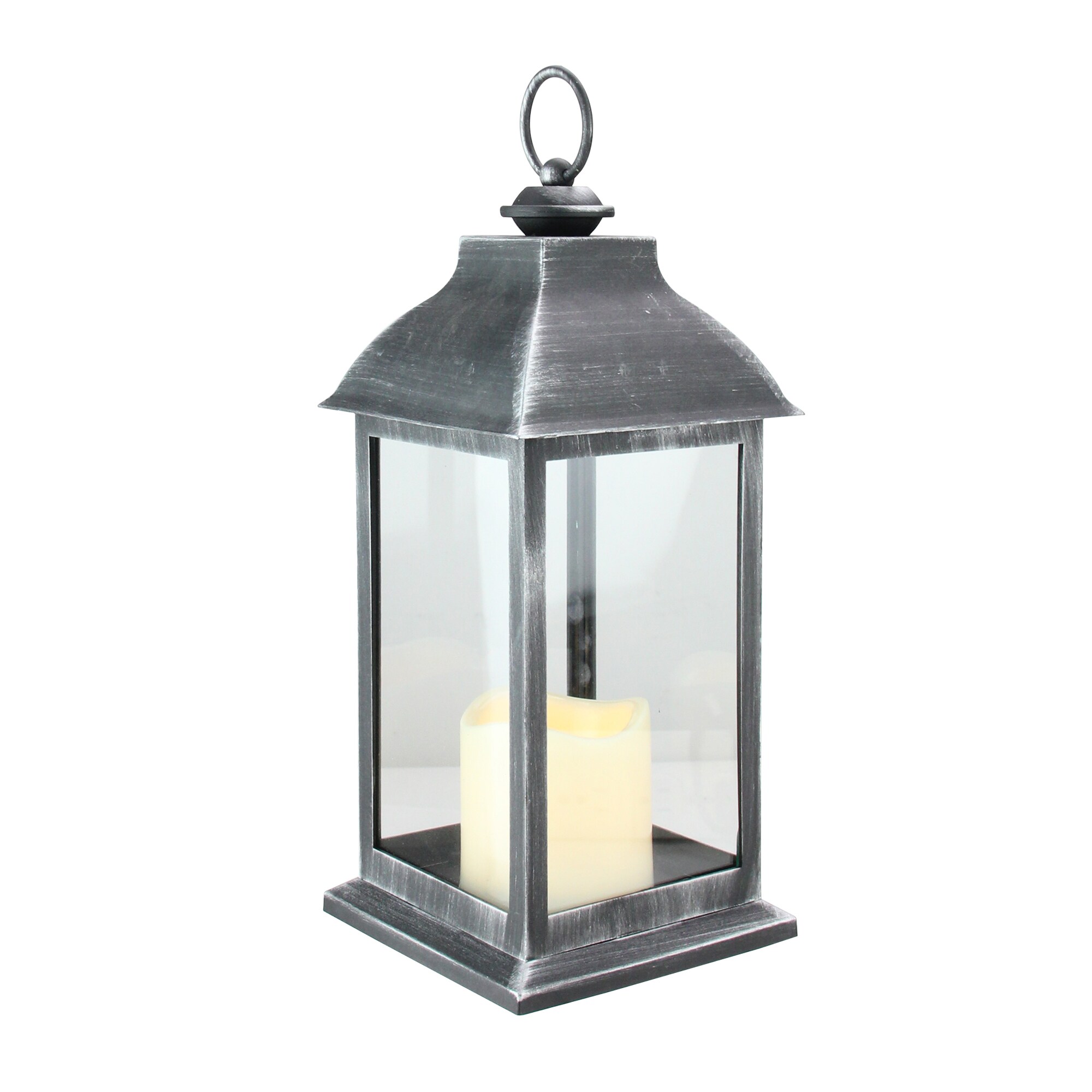 Northlight 15 LED Battery Operated Black Lantern with Flameless Candle