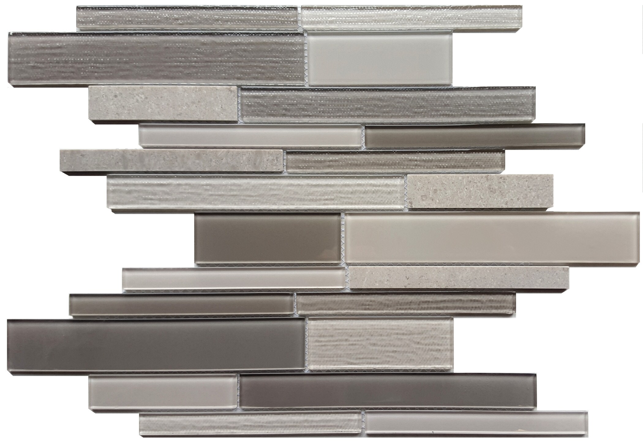 Avenzo 153 Gray Beige Polished Glass; Stone Marble Linear Tile (0.92-sq. ft/ Piece)