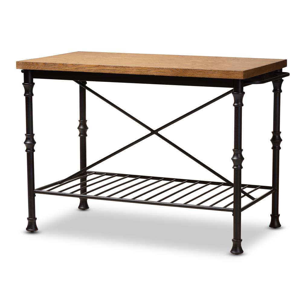 Baxton Studio Black Metal Base with Composite Wood Top Prep Table