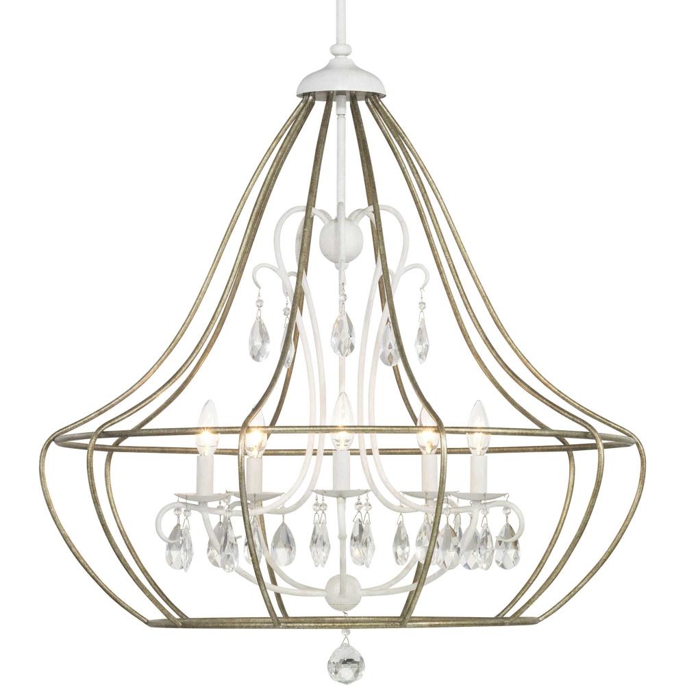 Progress Lighting Fleurette 5-Light White Chandelier