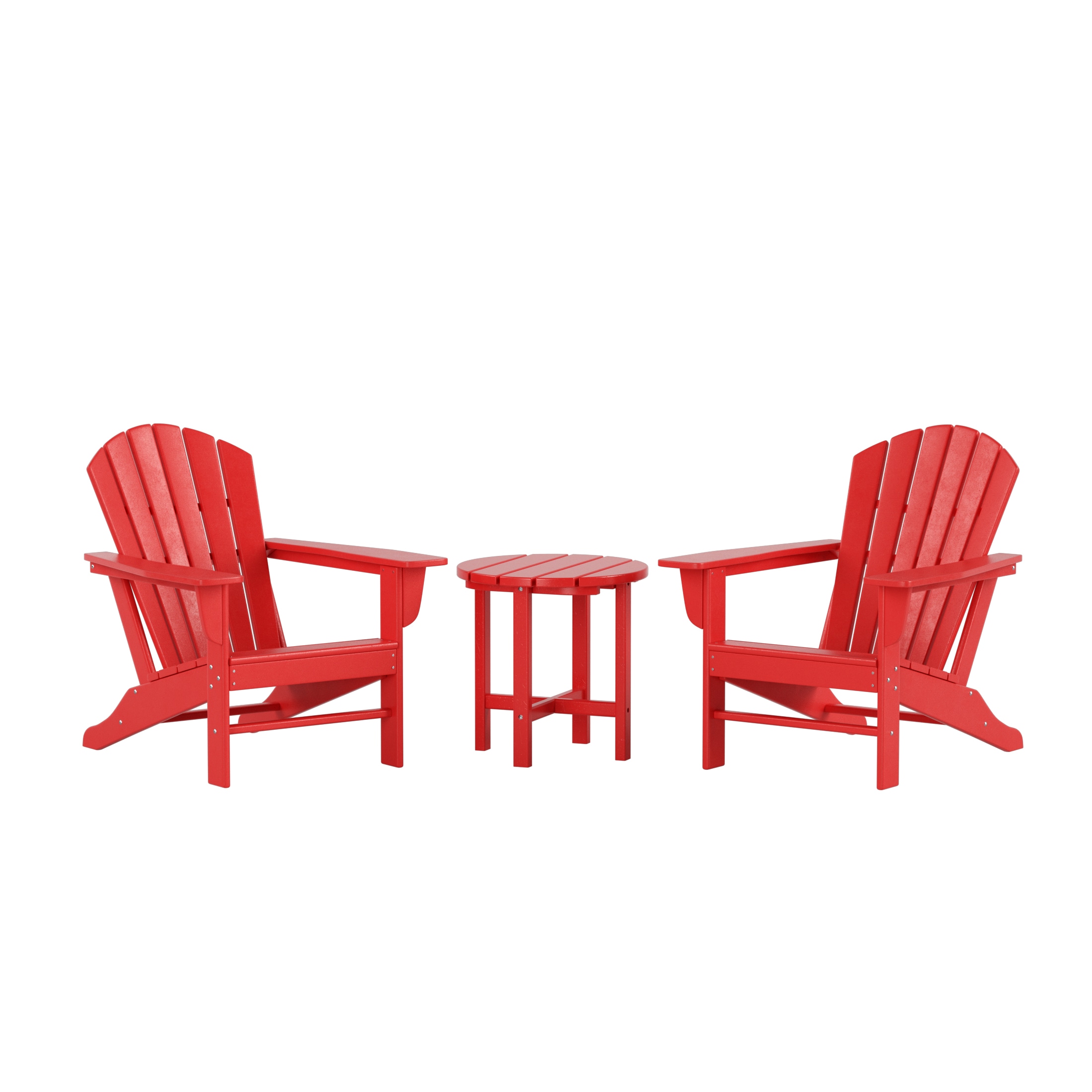 Westin Furniture OP6001-RD-3 Altura Set of 2 Red HDPE Frame Stationary Adirondack Chair with Slat Seat