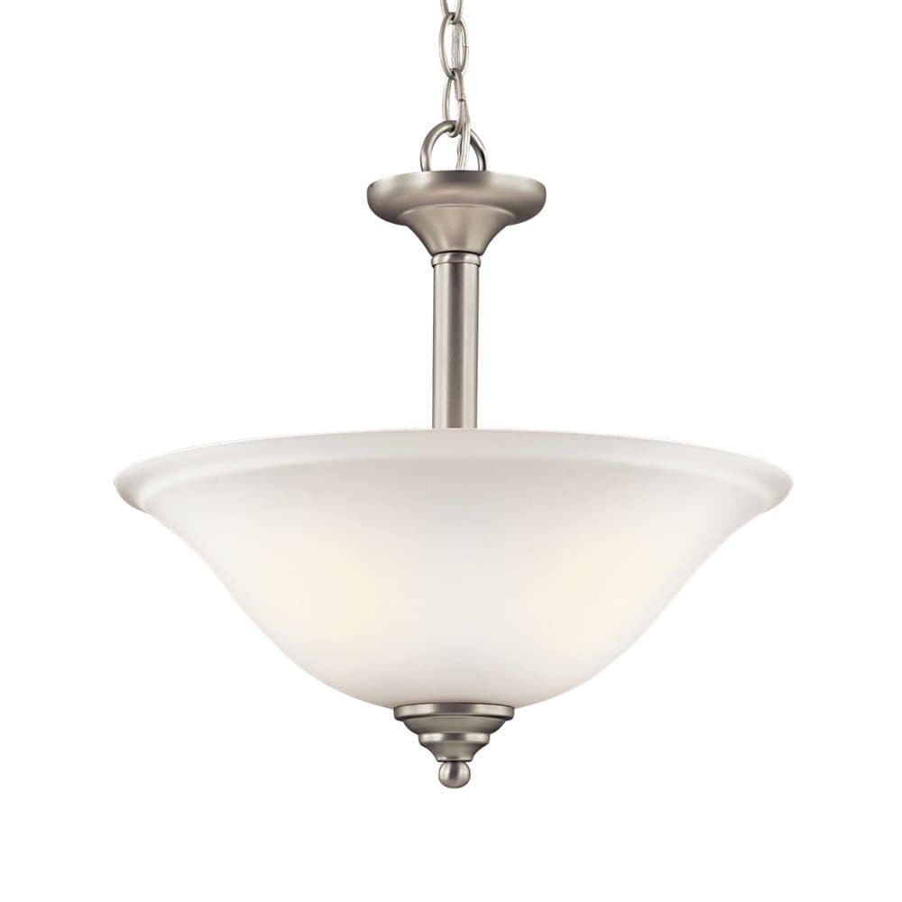 Kichler Armida Brushed Nickel Transitional Etched Glass Bell LED Pendant Light
