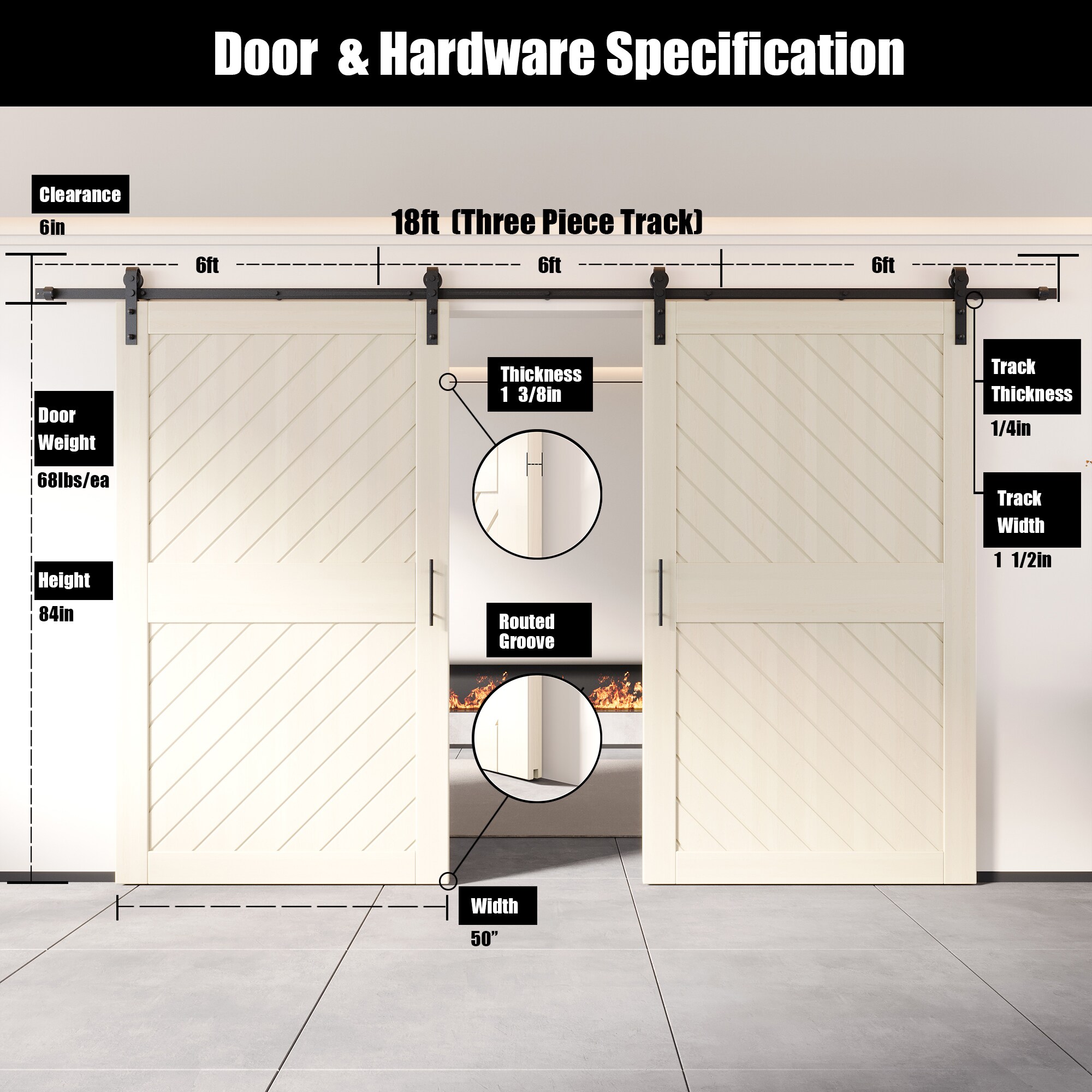HOMACER YT2H216C-XT1-5084-TG Barn-Doors - View #2