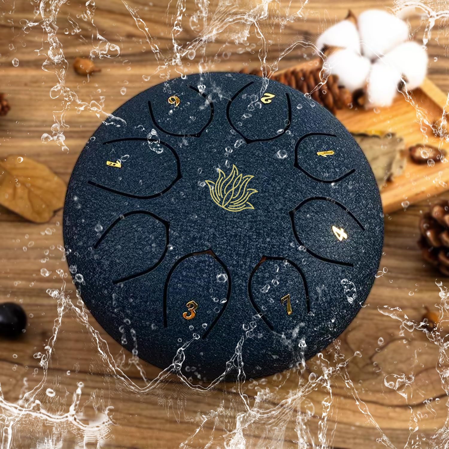 AOIZGMY  Steel Tongue Drum 6 Inch 8 Note C Key Navy Blue with Bag Drumsticks Music Book Mallet Holder Finger Paddles for Yoga Meditation
