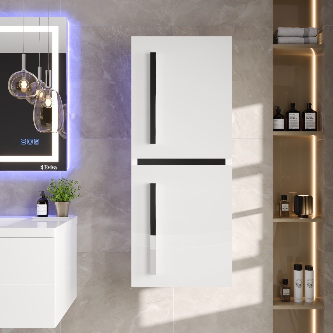 Eviva EVCB569-12X24WH Olivia 12-in x 23.5-in x 8-in White Wall-mount Soft Close Linen Cabinet