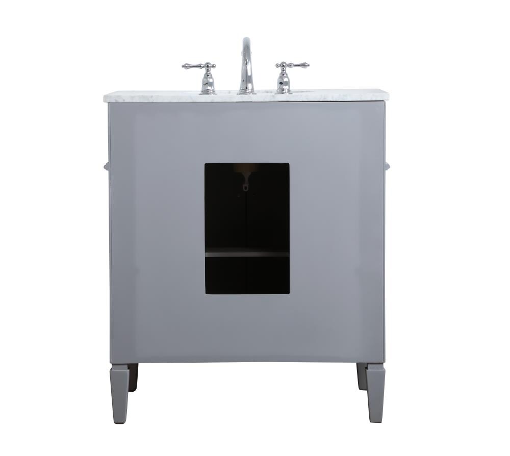 Gray Marble Top Single Bathroom Vanity with Porcelain Sink