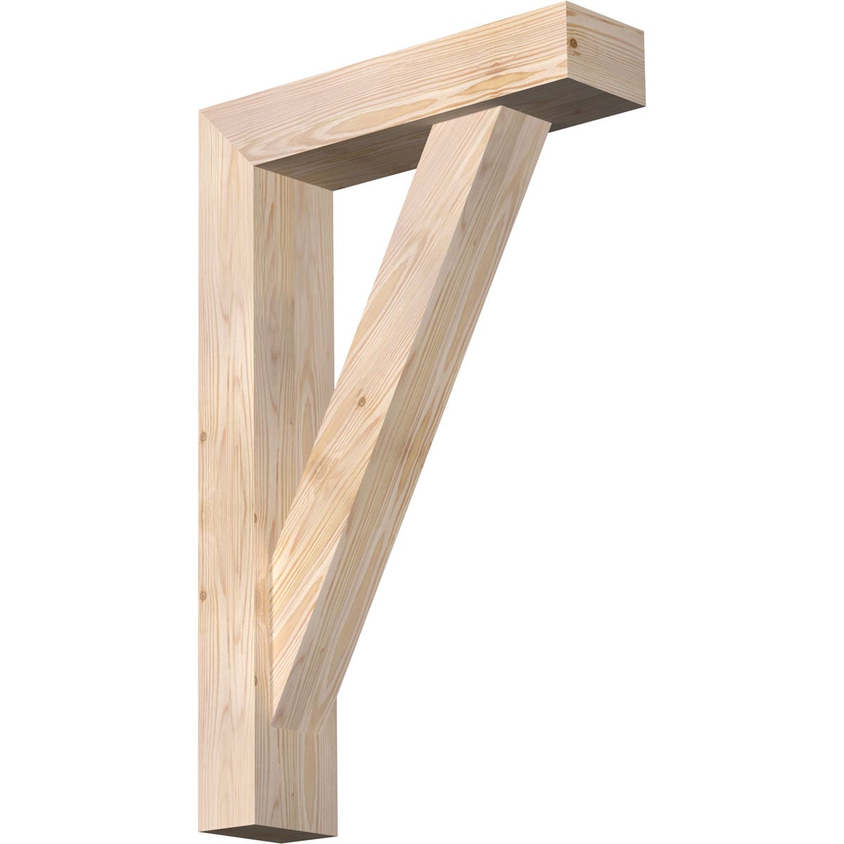 Ekena Millwork 1465044 Traditional Block Smooth Bracket with Offset Brace Douglas Fir Wood Standard Bracket