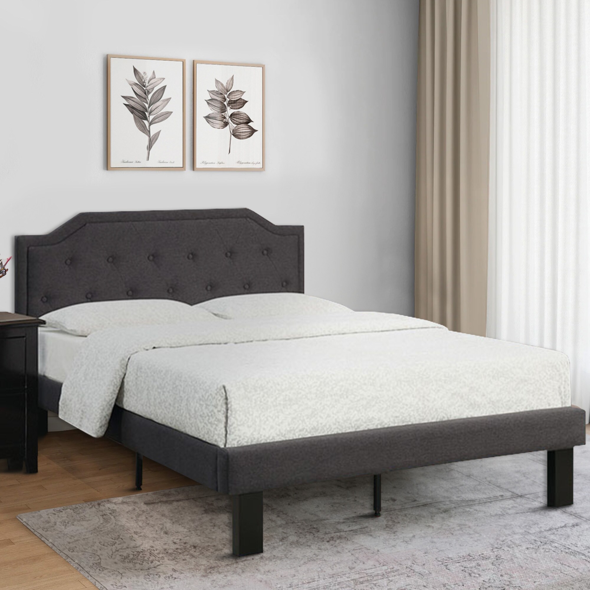 Benzara Contemporary Full Bed Frame in Black Full Contemporary Bed ...