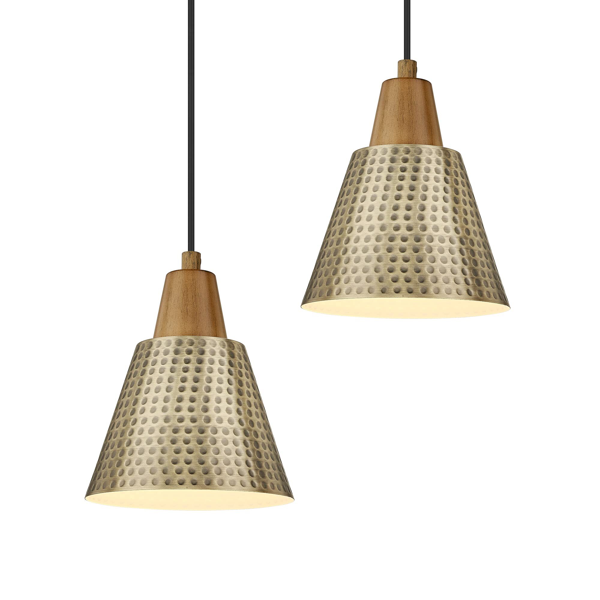 JAZAVA Brushed Brass Industrial Bell Led Mini Hanging Pendant Light | - LTMATE LS4FG59MIL-2 BG