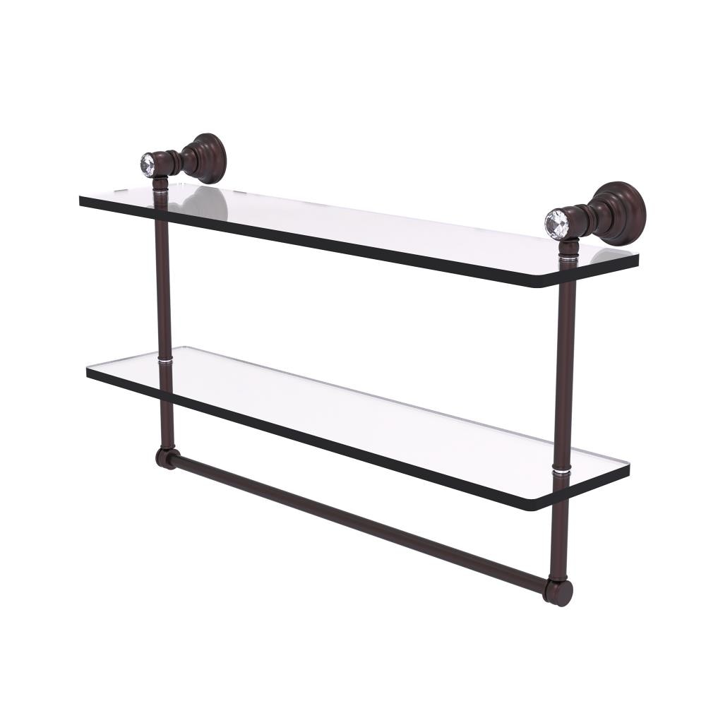 Allied Brass CC-2-TB-22-ABZ Carolina Crystal Antique Bronze 2 -Tier Wall mount Bathroom Shelf ( 22-in x 9.5-in x 5-in )