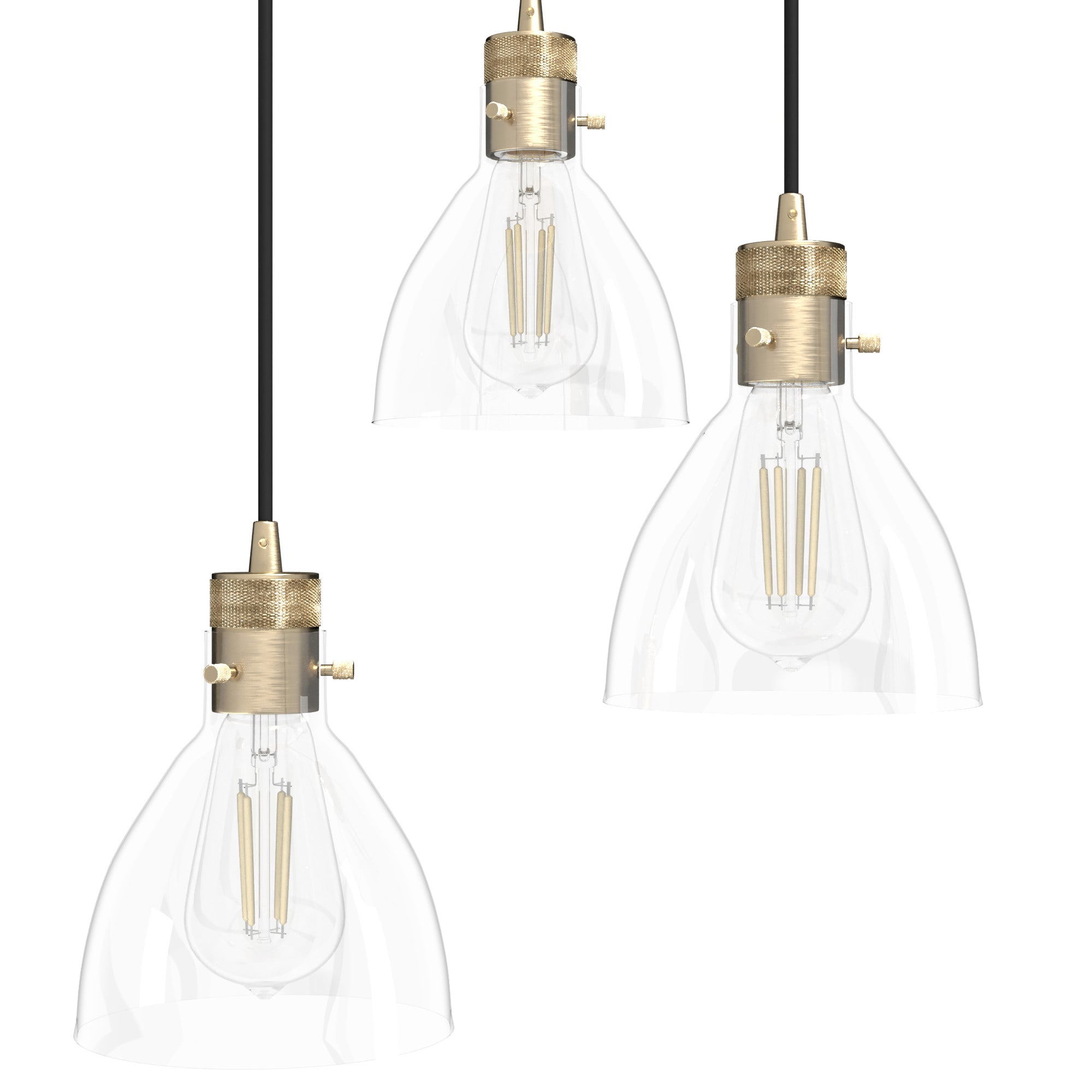 Van Nuys 3-Light Alturas Gold LED Glass Cluster Pendant