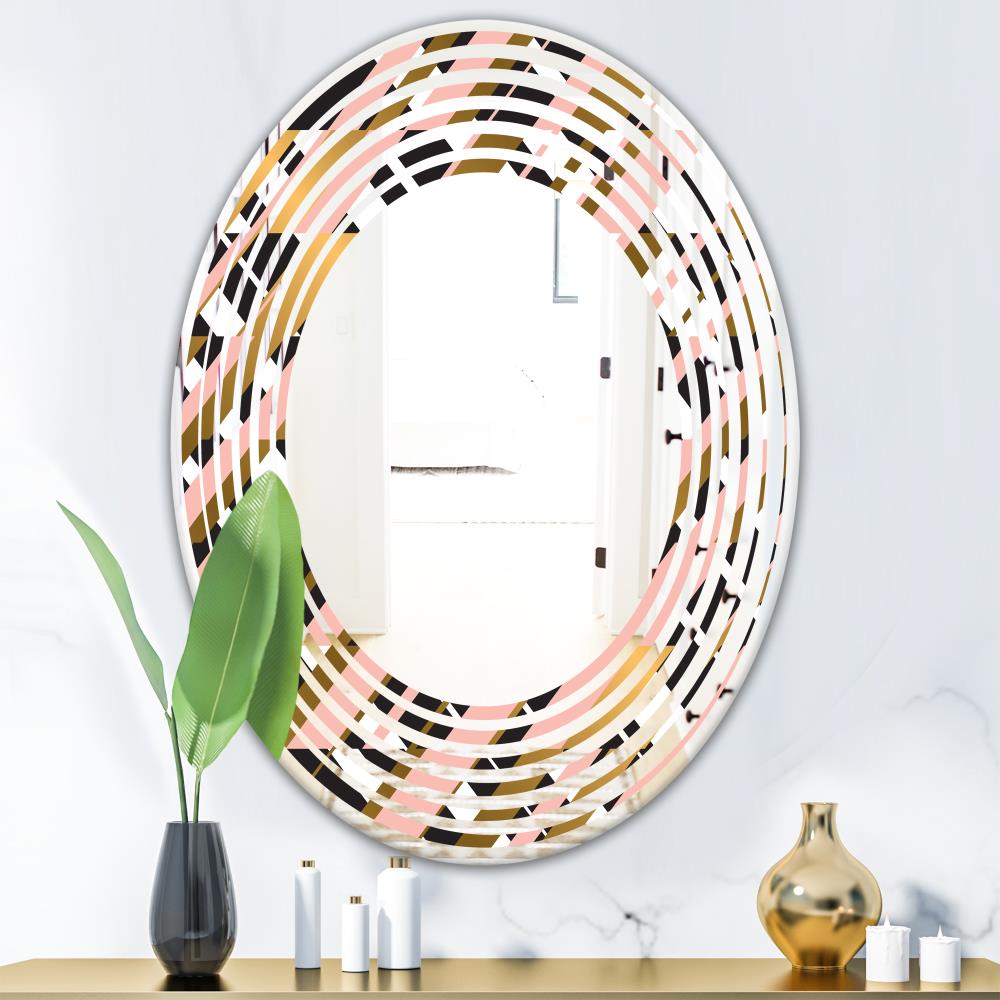 Designart Designart Mirrors 31.5-in W x 31.5-in H Oval Pink Polished ...