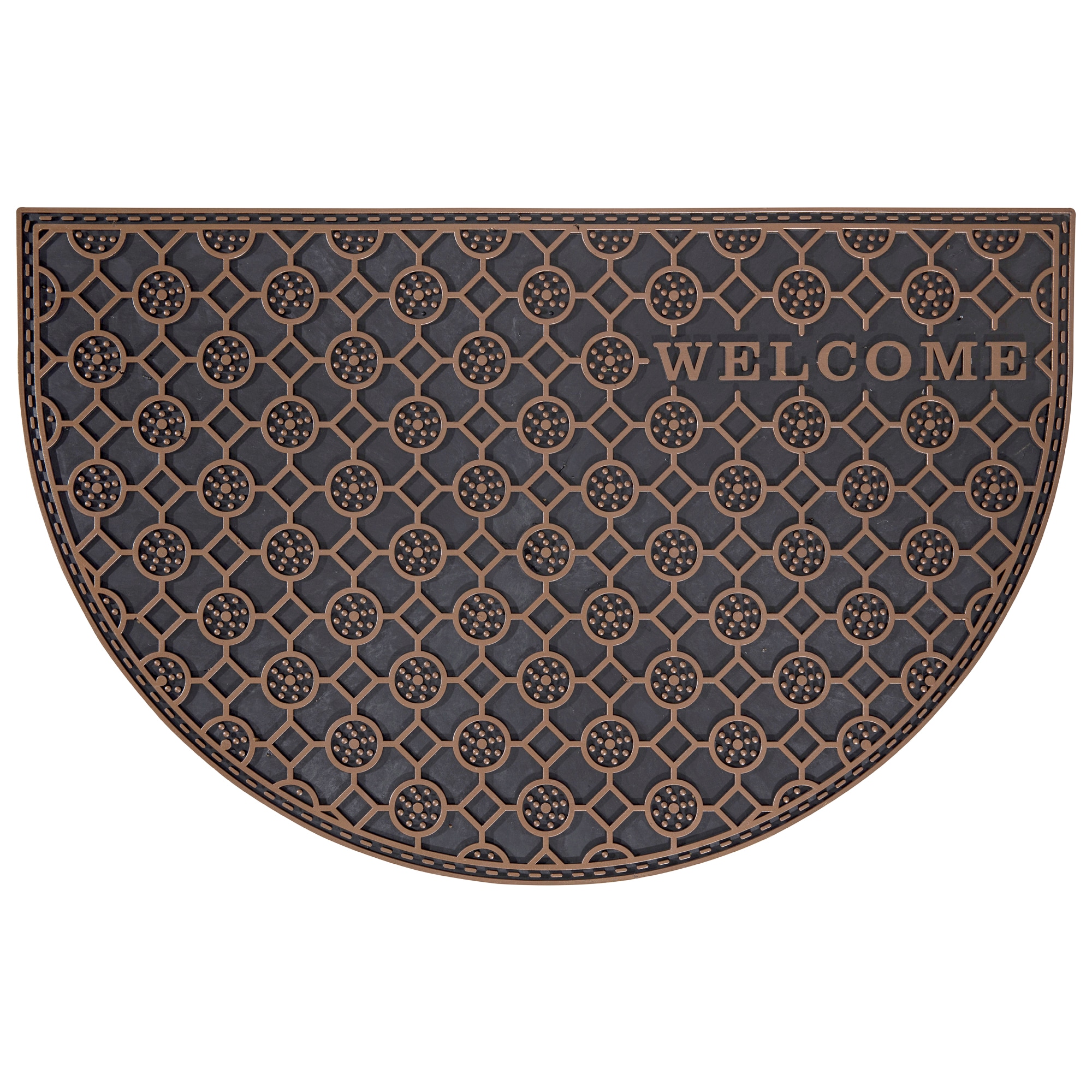 Ottomanson RD3018-18X28 2-ft x 3-ft Copper Rubber Semicircle Indoor or Outdoor Decorative Welcome Door Mat