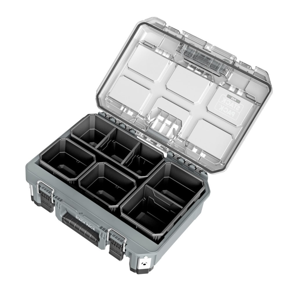 FLEX STACK PACK the Box Boxes Metal in Tool Box Tool Lockable Portable 11-in Gray department at Organizer Medium